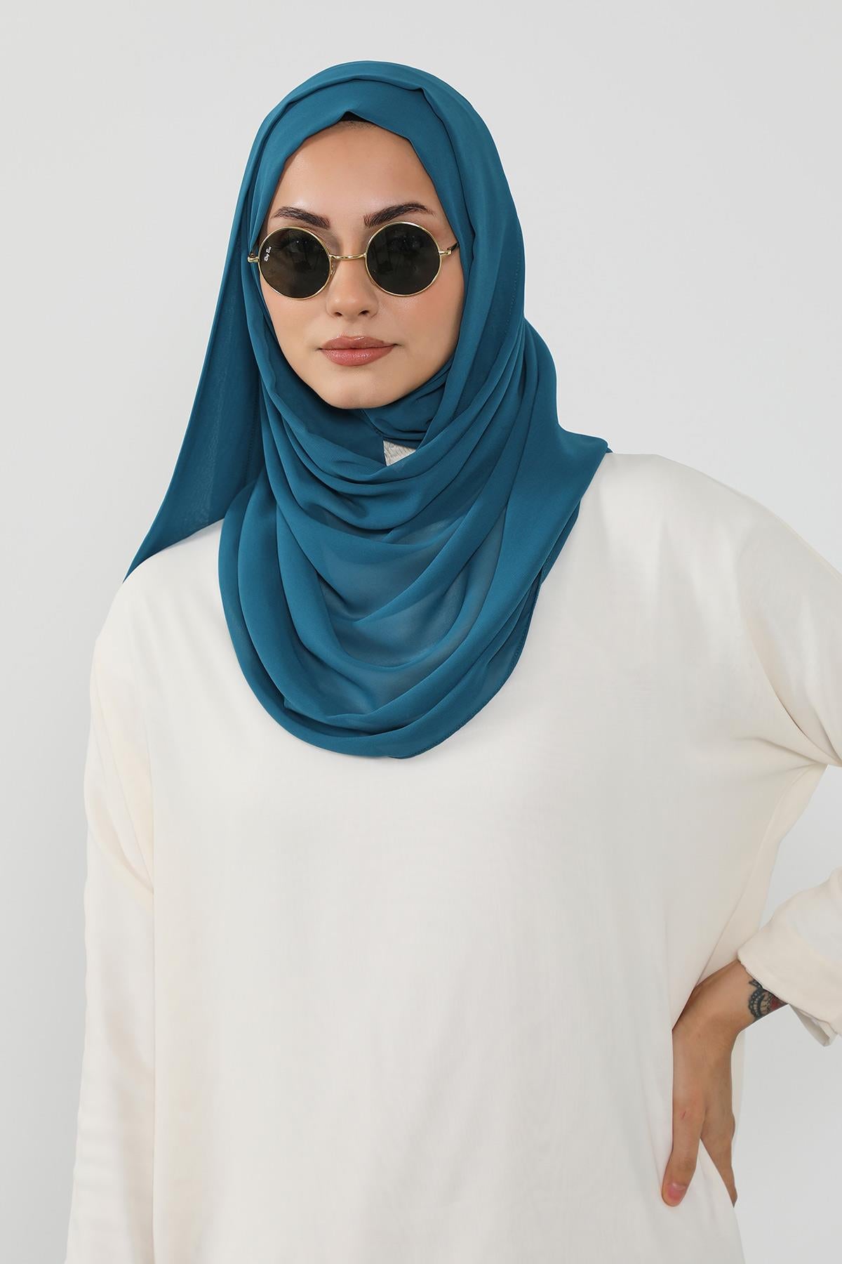 Üstten Sabit Trend Pratik Şifon Şal,PS-49