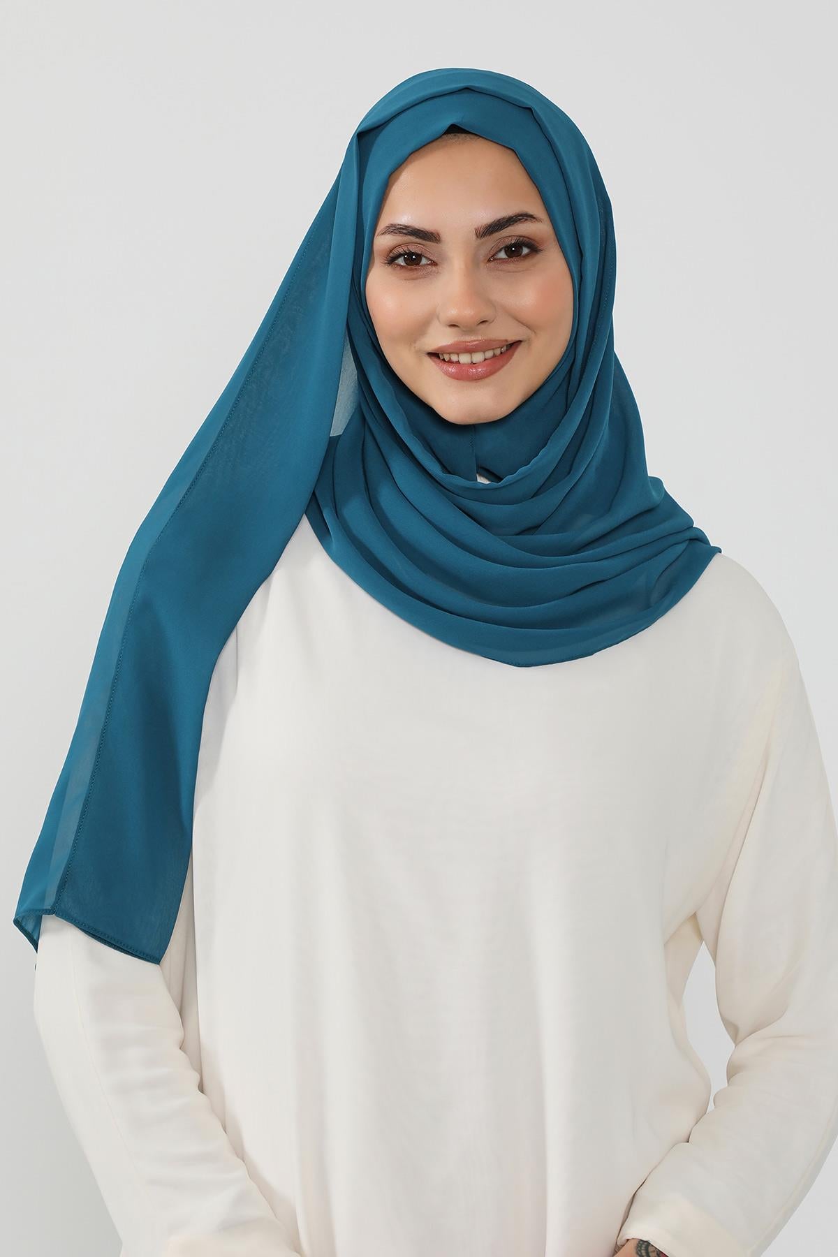 Üstten Sabit Trend Pratik Şifon Şal,PS-49