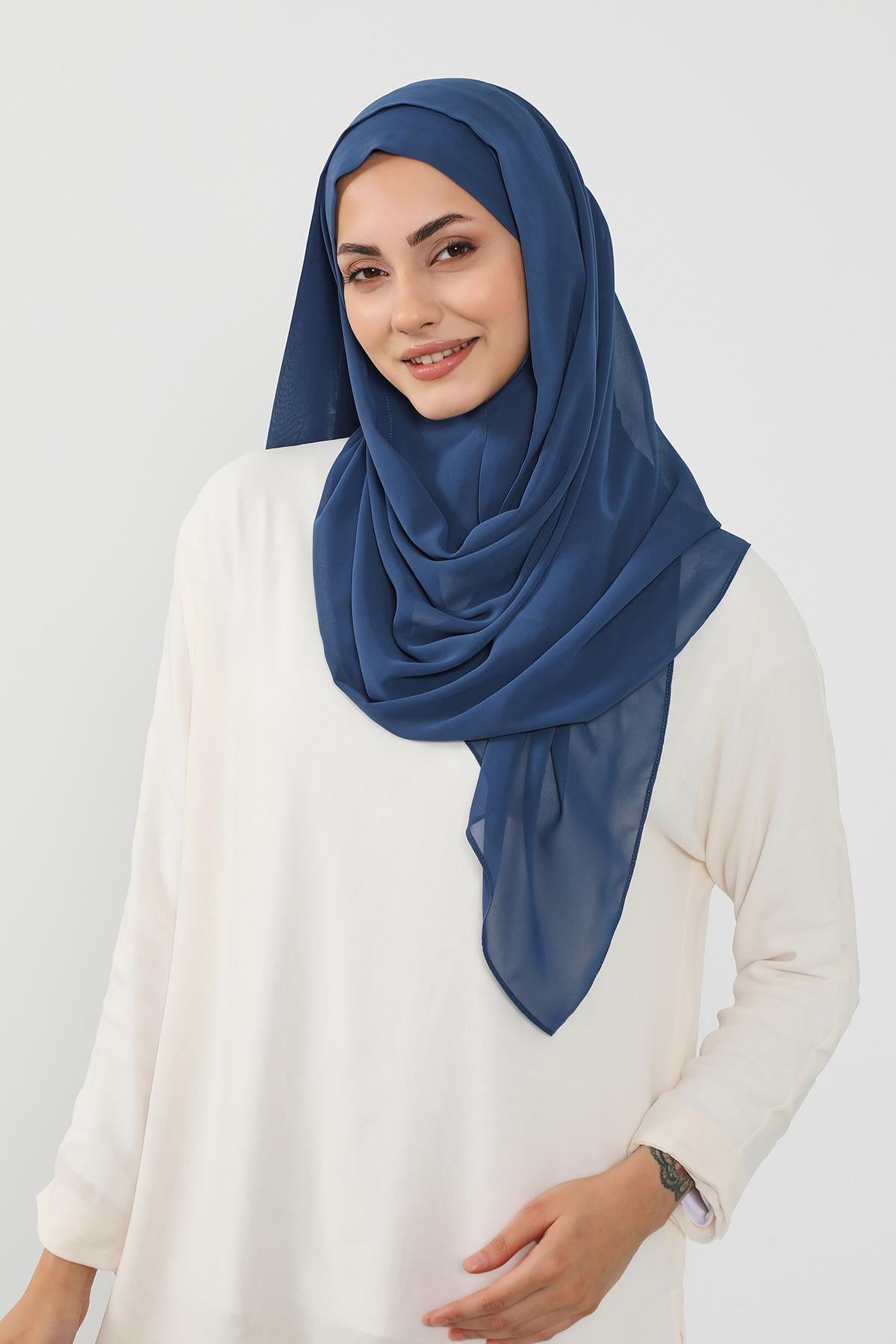Üstten Sabit Trend Pratik Şifon Şal,PS-49