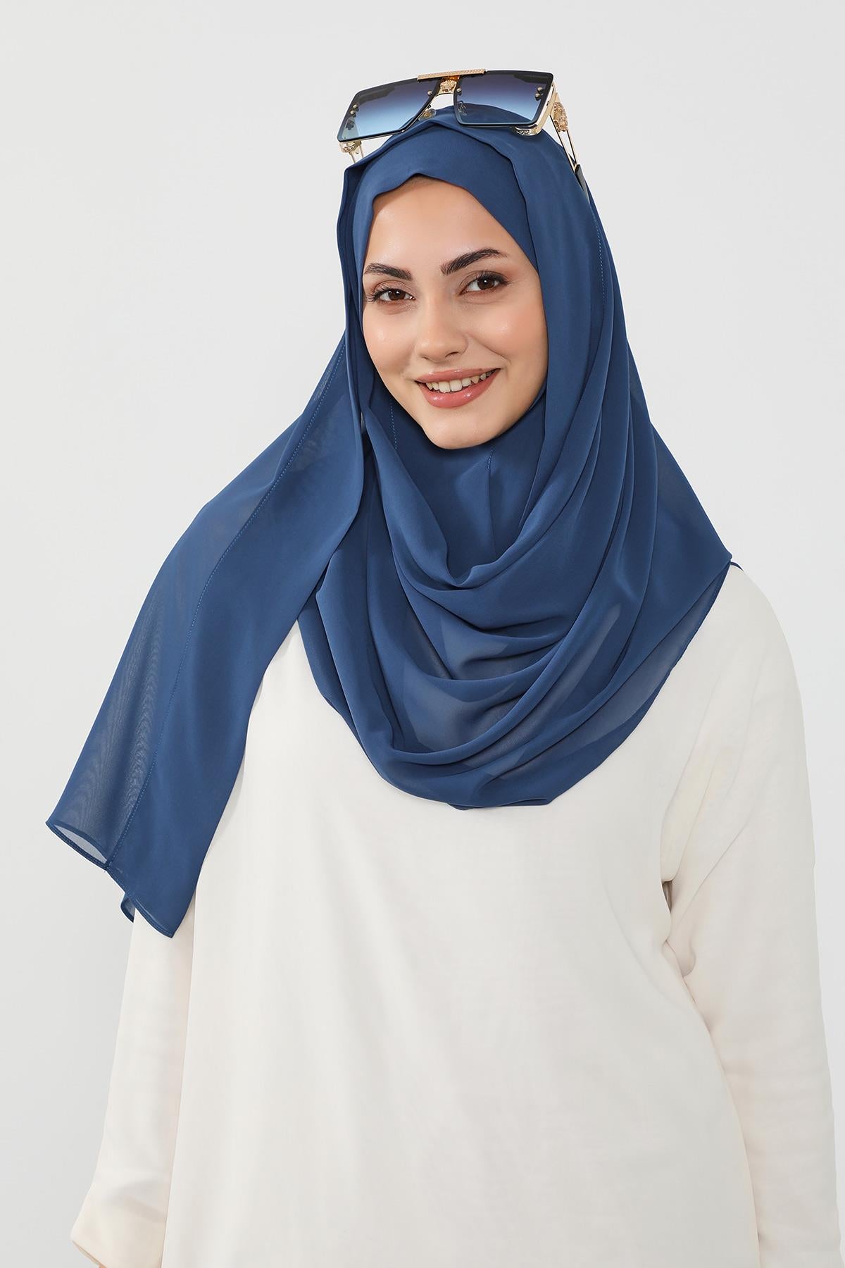 Üstten Sabit Trend Pratik Şifon Şal,PS-49