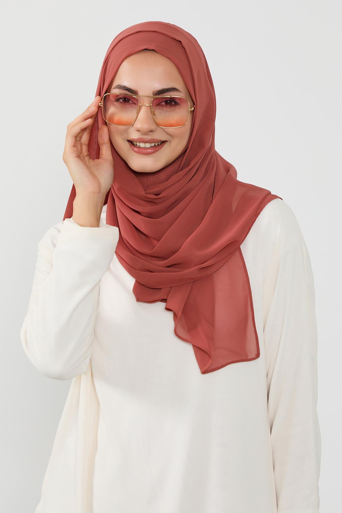 Üstten Sabit Trend Pratik Şifon Şal,PS-49