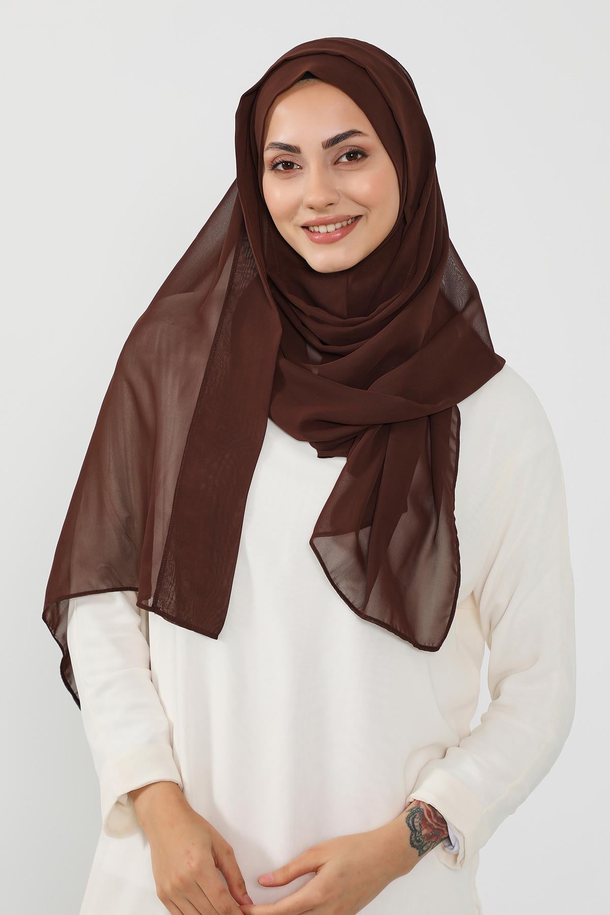 Üstten Sabit Trend Pratik Şifon Şal,PS-49