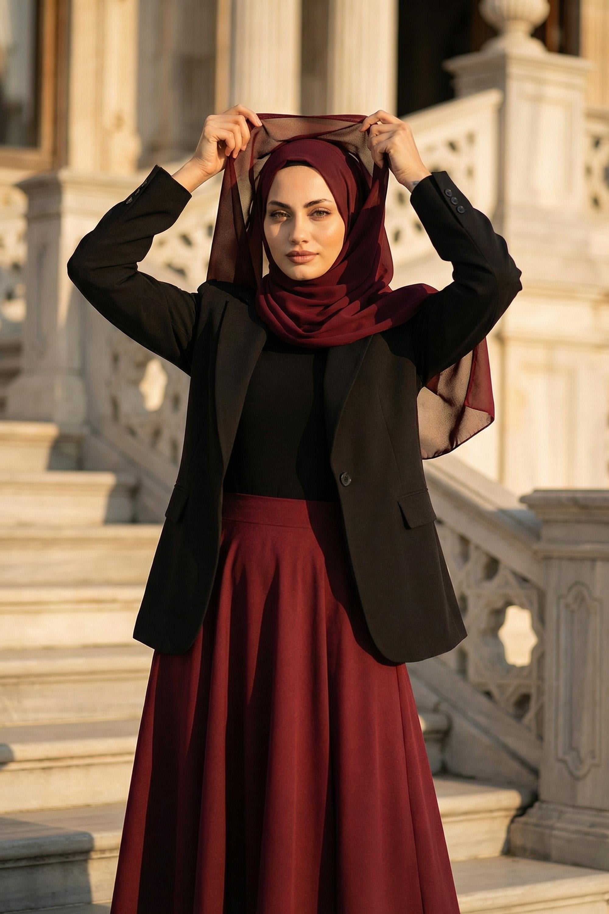 Üstten Sabit Trend Pratik Şifon Şal,PS-49