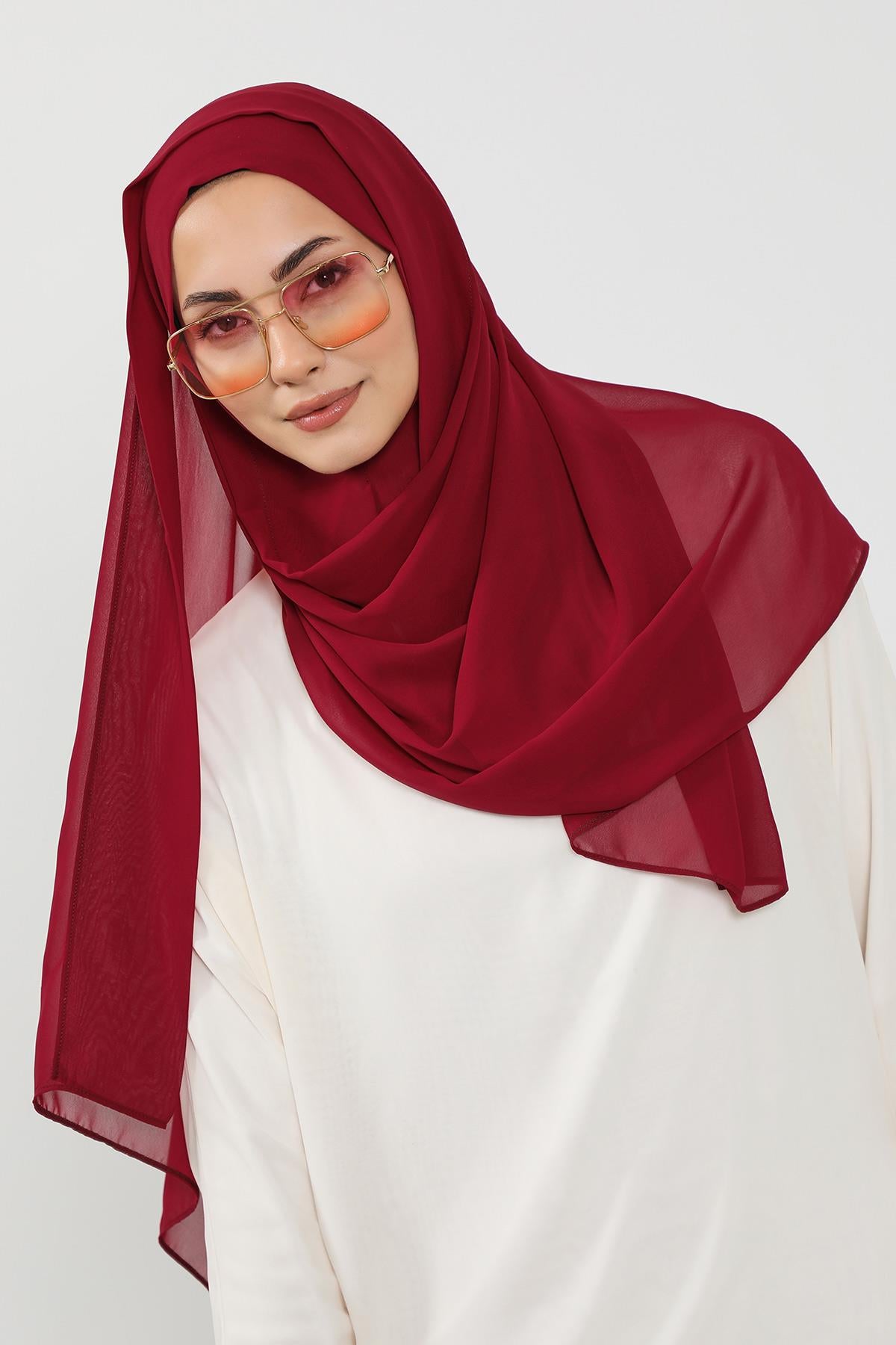 Üstten Sabit Trend Pratik Şifon Şal,PS-49