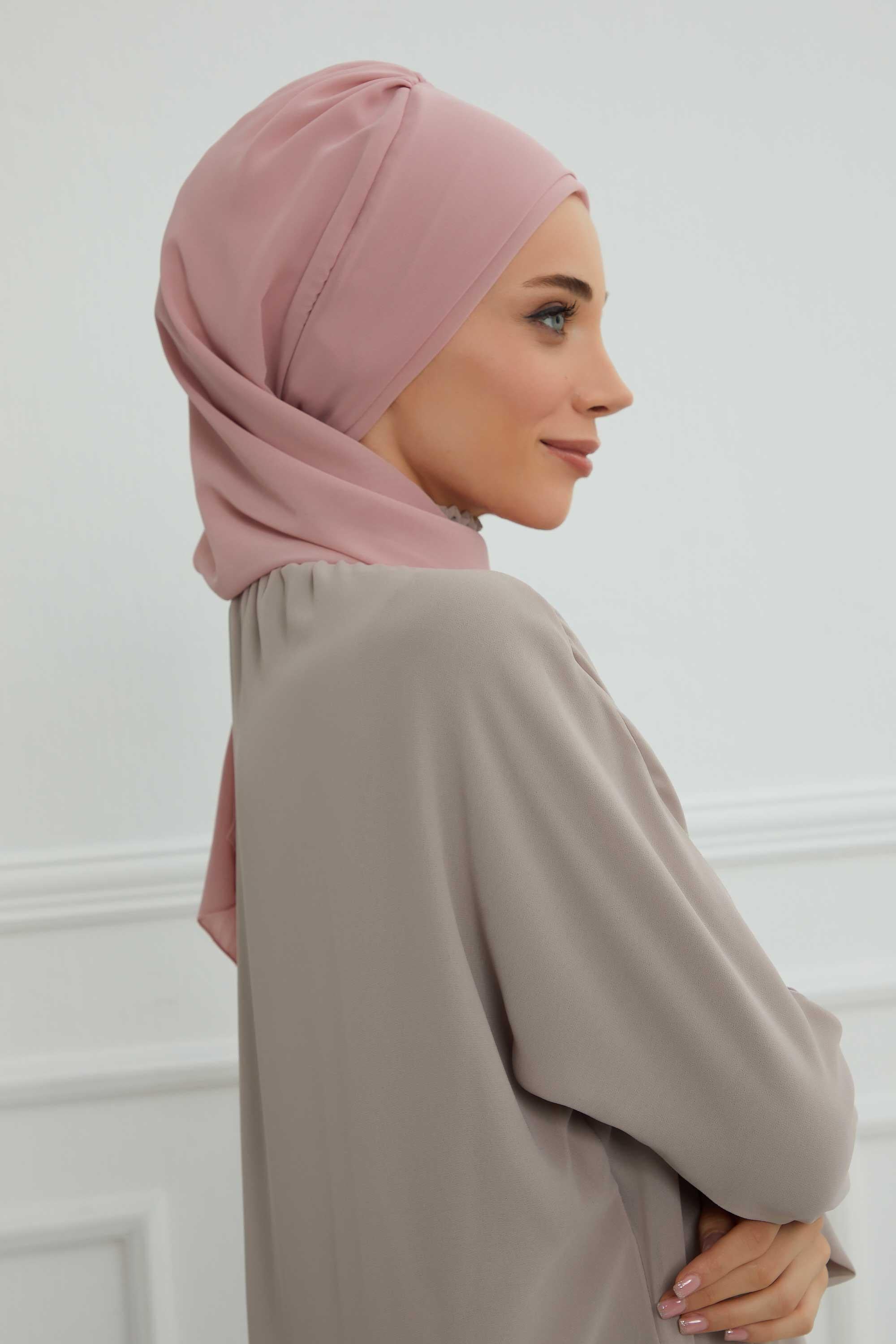 Yandan Fırfırlı Çiçek Aksesuarlı Şifon Hazır Türban,HT-102,HT-102