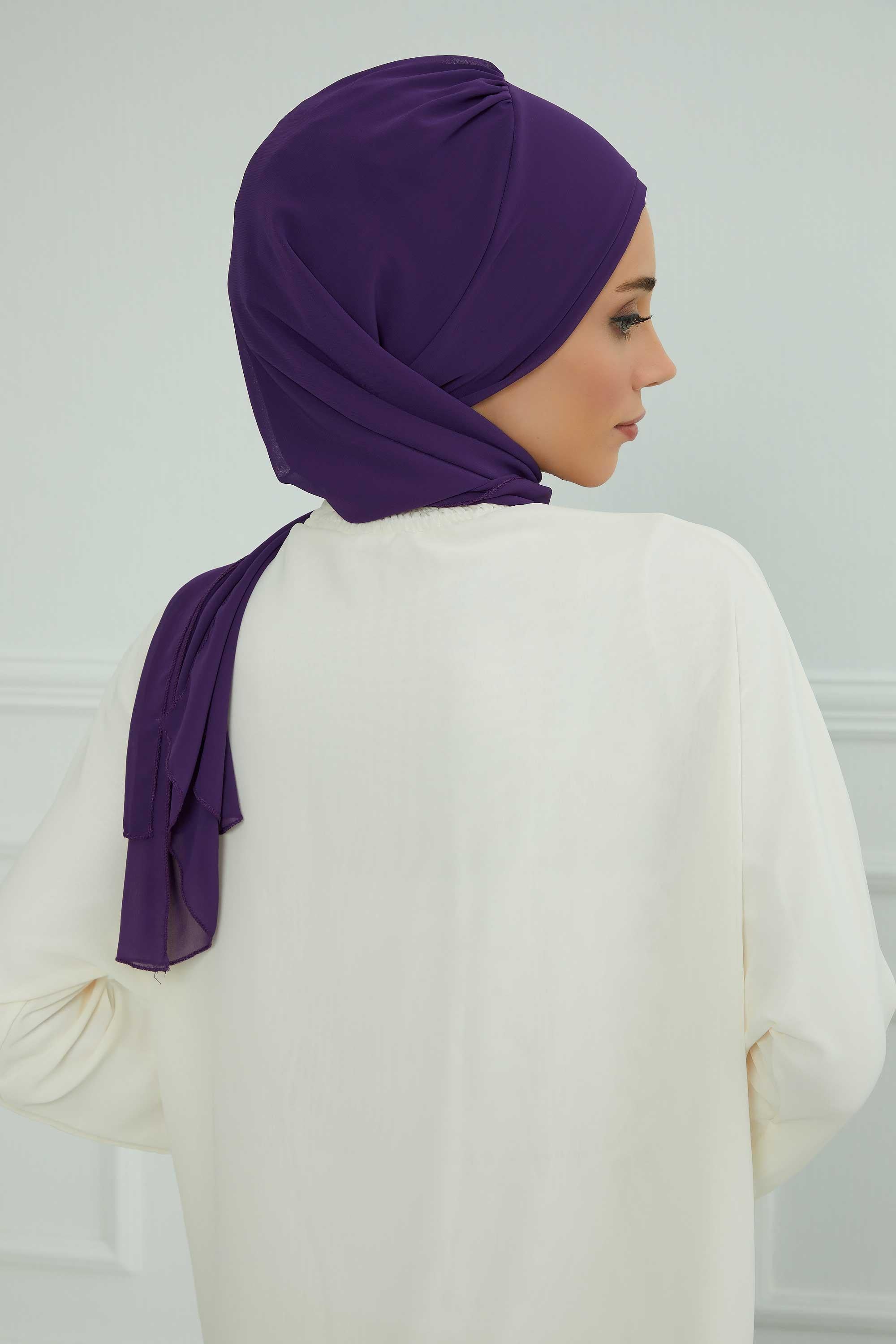 Yandan Fırfırlı Çiçek Aksesuarlı Şifon Hazır Türban,HT-102,HT-102