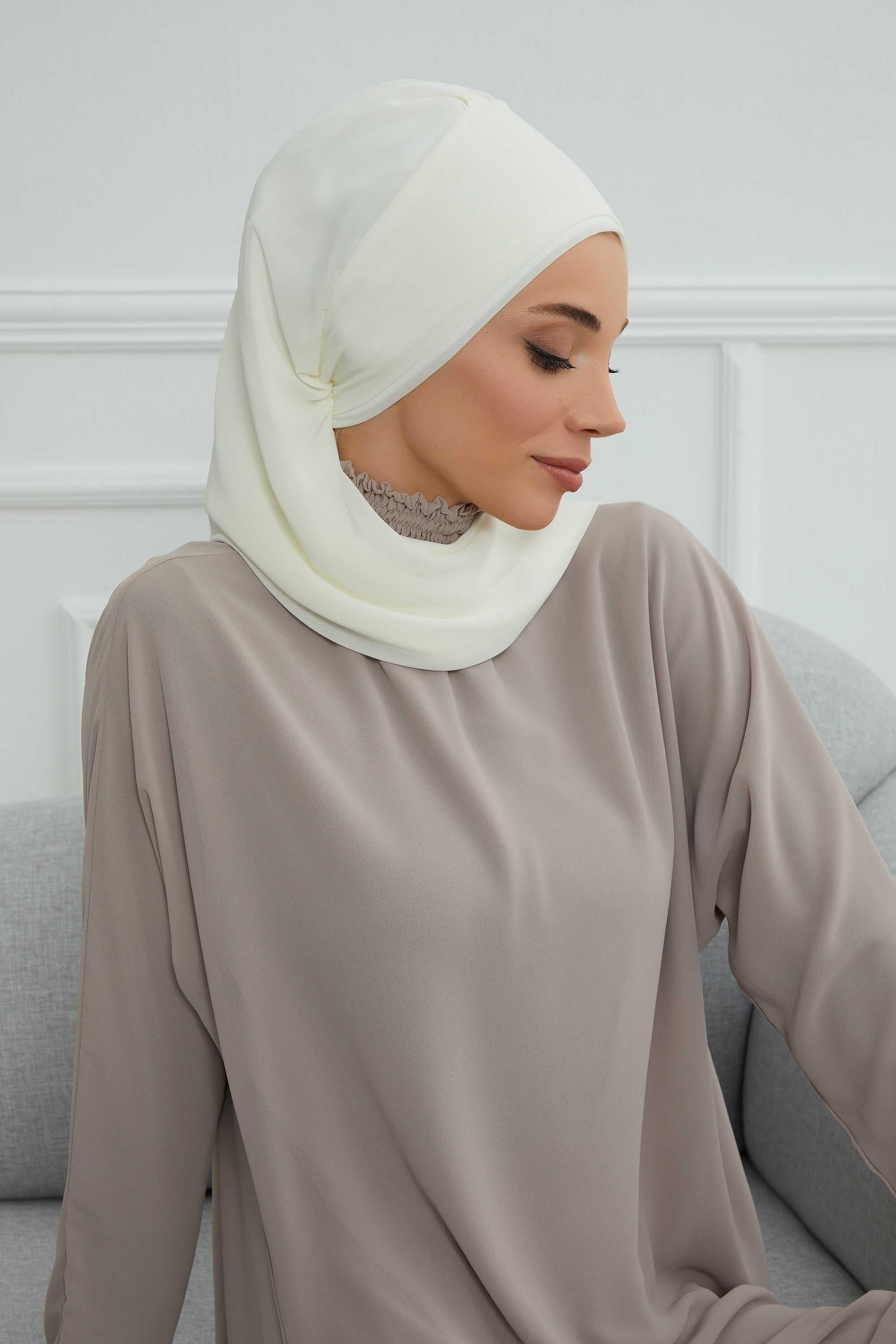 Yandan Fırfırlı Çiçek Aksesuarlı Şifon Hazır Türban,HT-102,HT-102