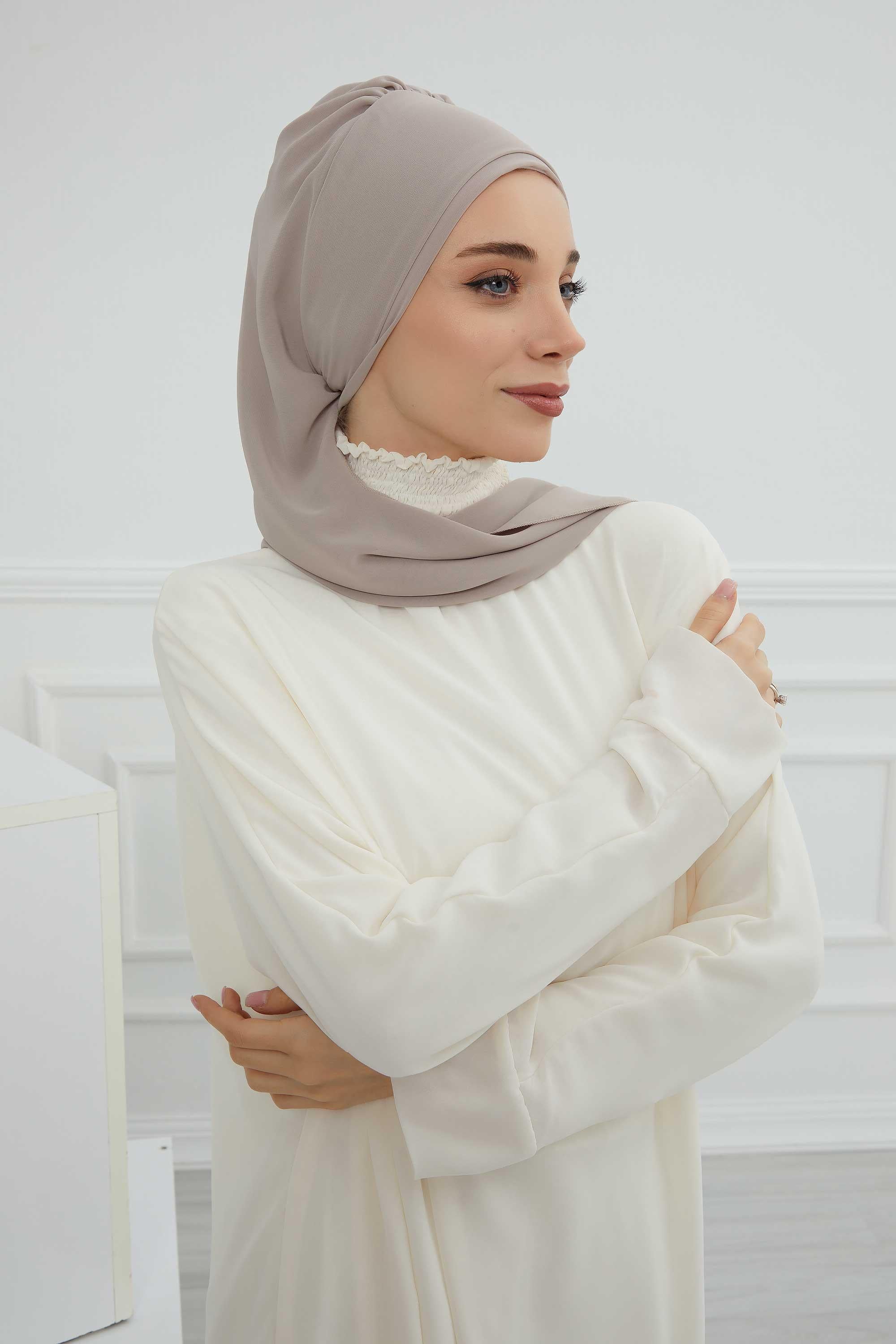 Yandan Fırfırlı Çiçek Aksesuarlı Şifon Hazır Türban,HT-102,HT-102