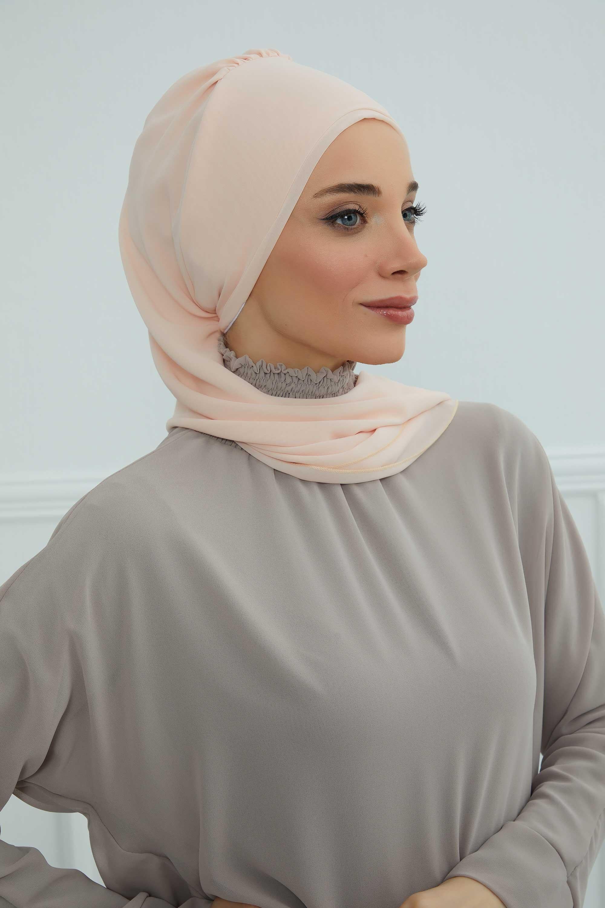Yandan Fırfırlı Çiçek Aksesuarlı Şifon Hazır Türban,HT-102,HT-102