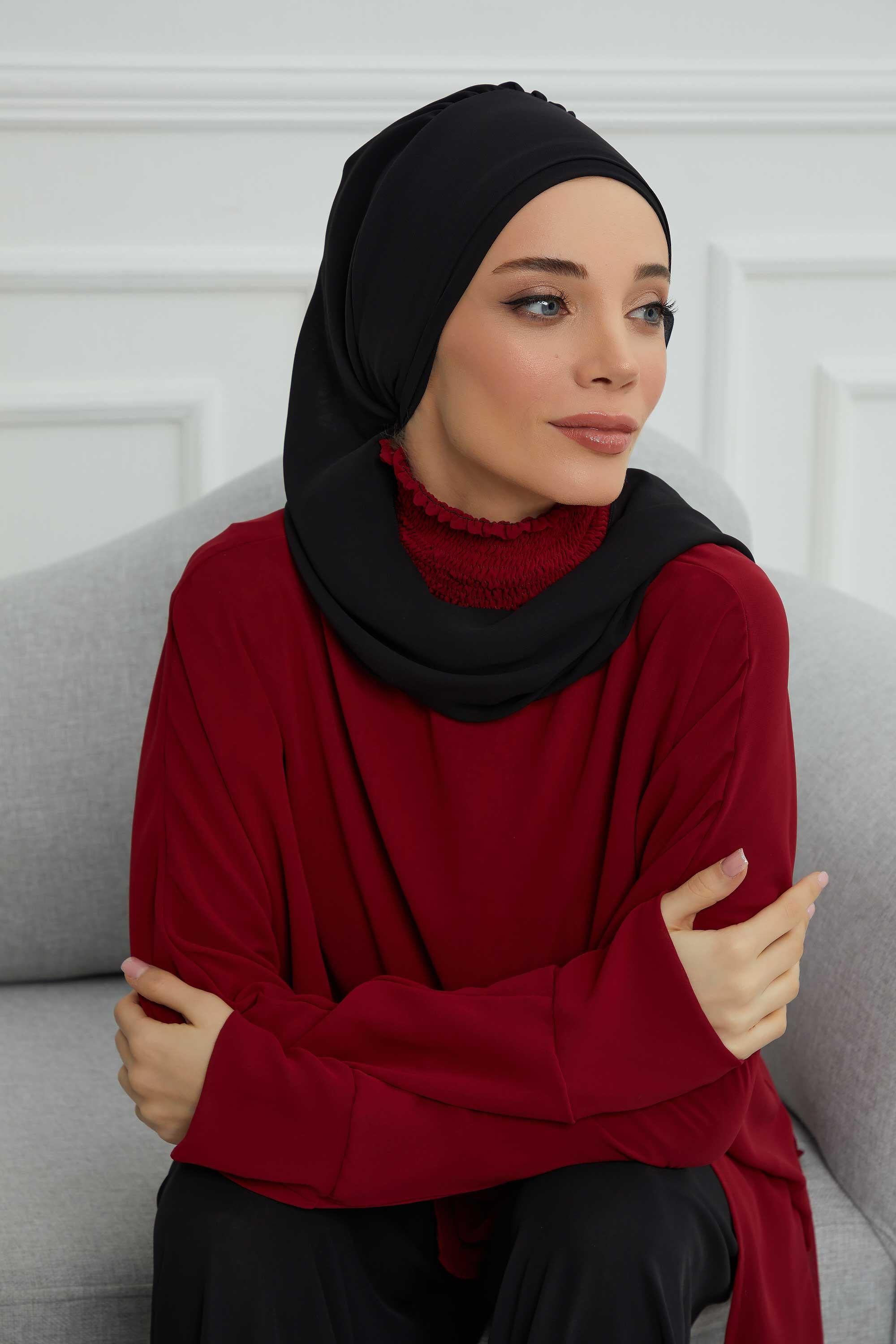 Yandan Fırfırlı Gümüş Aksesuarlı Şifon Hazır Türban,HT-106,HT-106