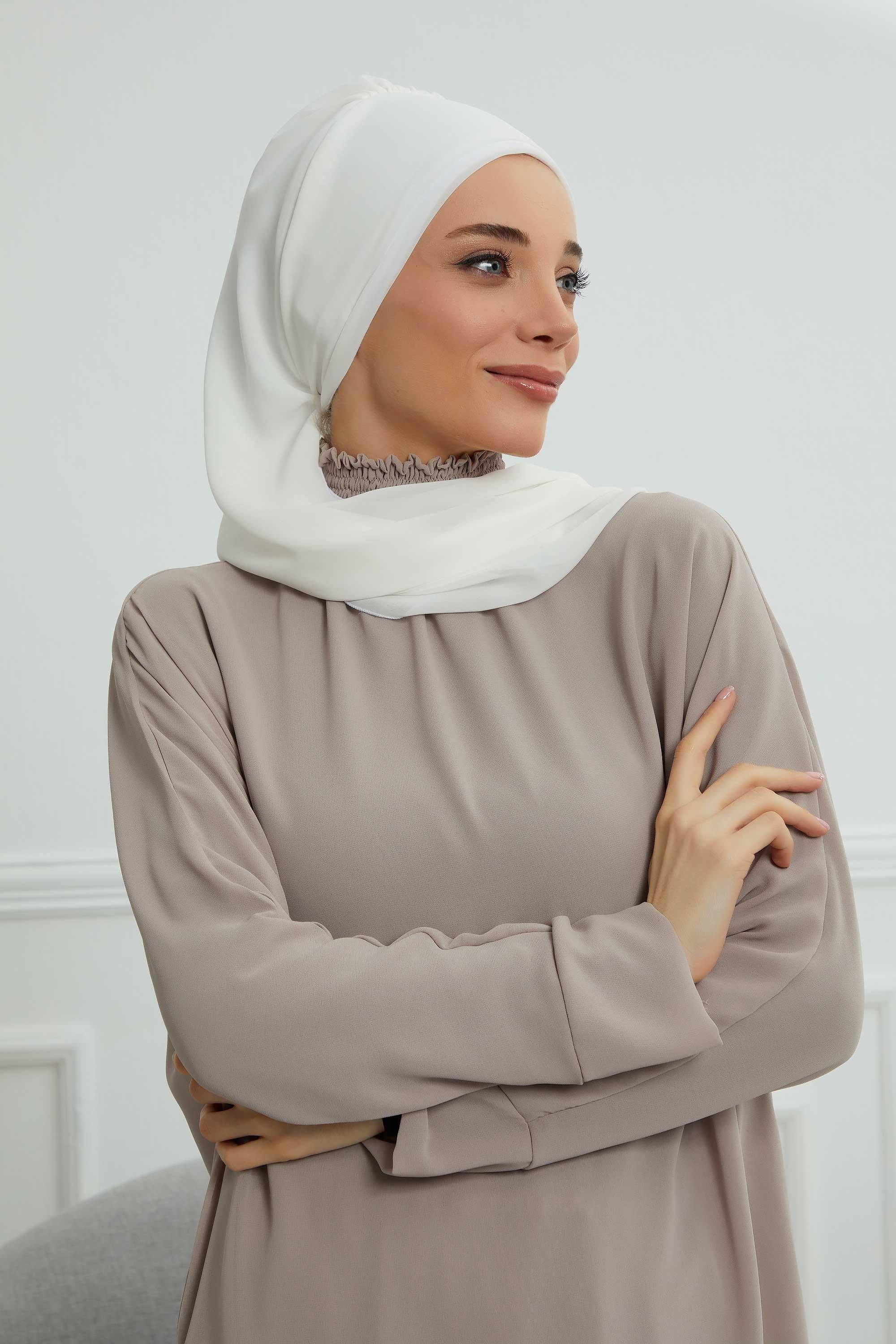 Yandan Fırfırlı Gümüş Aksesuarlı Şifon Hazır Türban,HT-106,HT-106