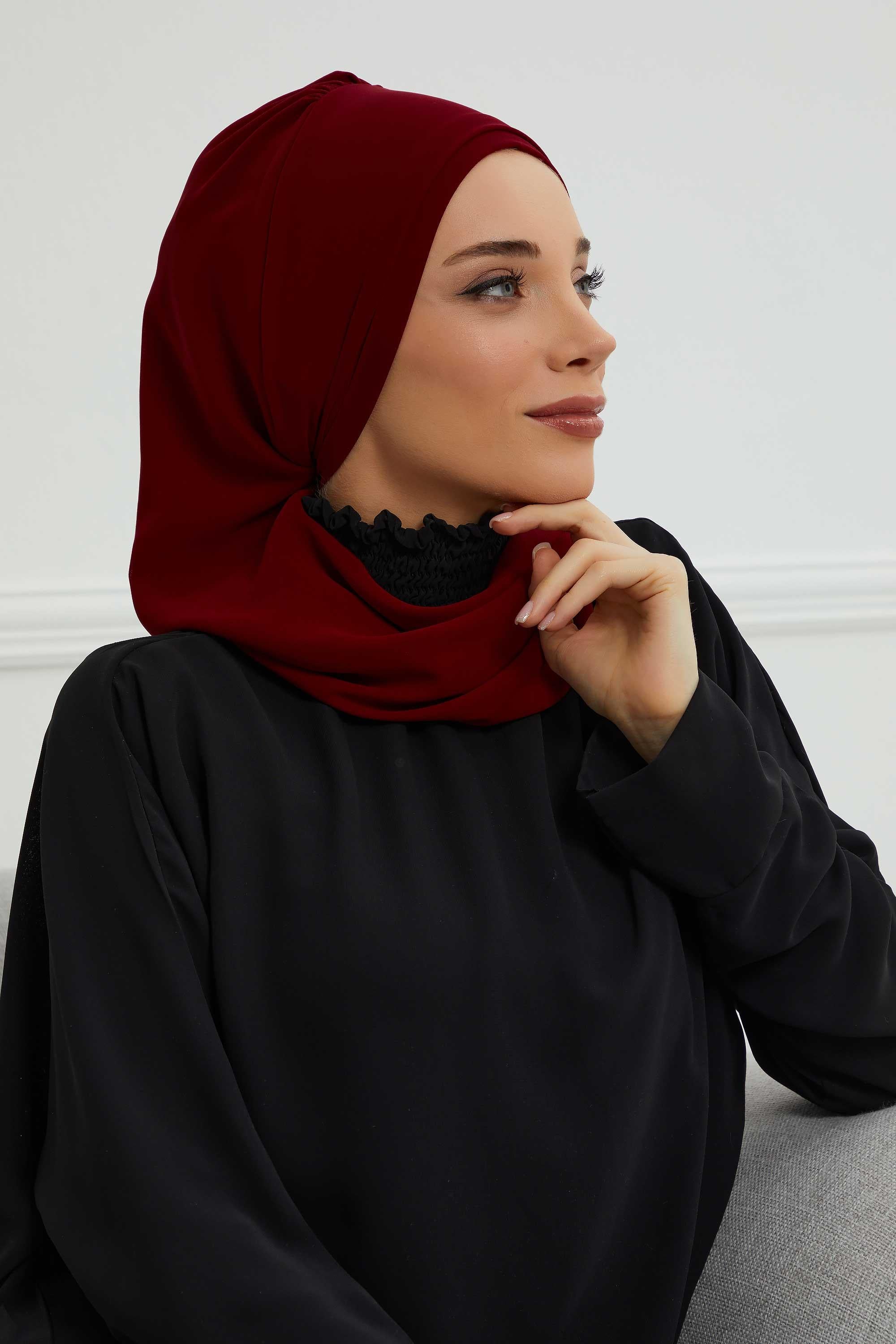 Yandan Fırfırlı Gümüş Aksesuarlı Şifon Hazır Türban,HT-106,HT-106