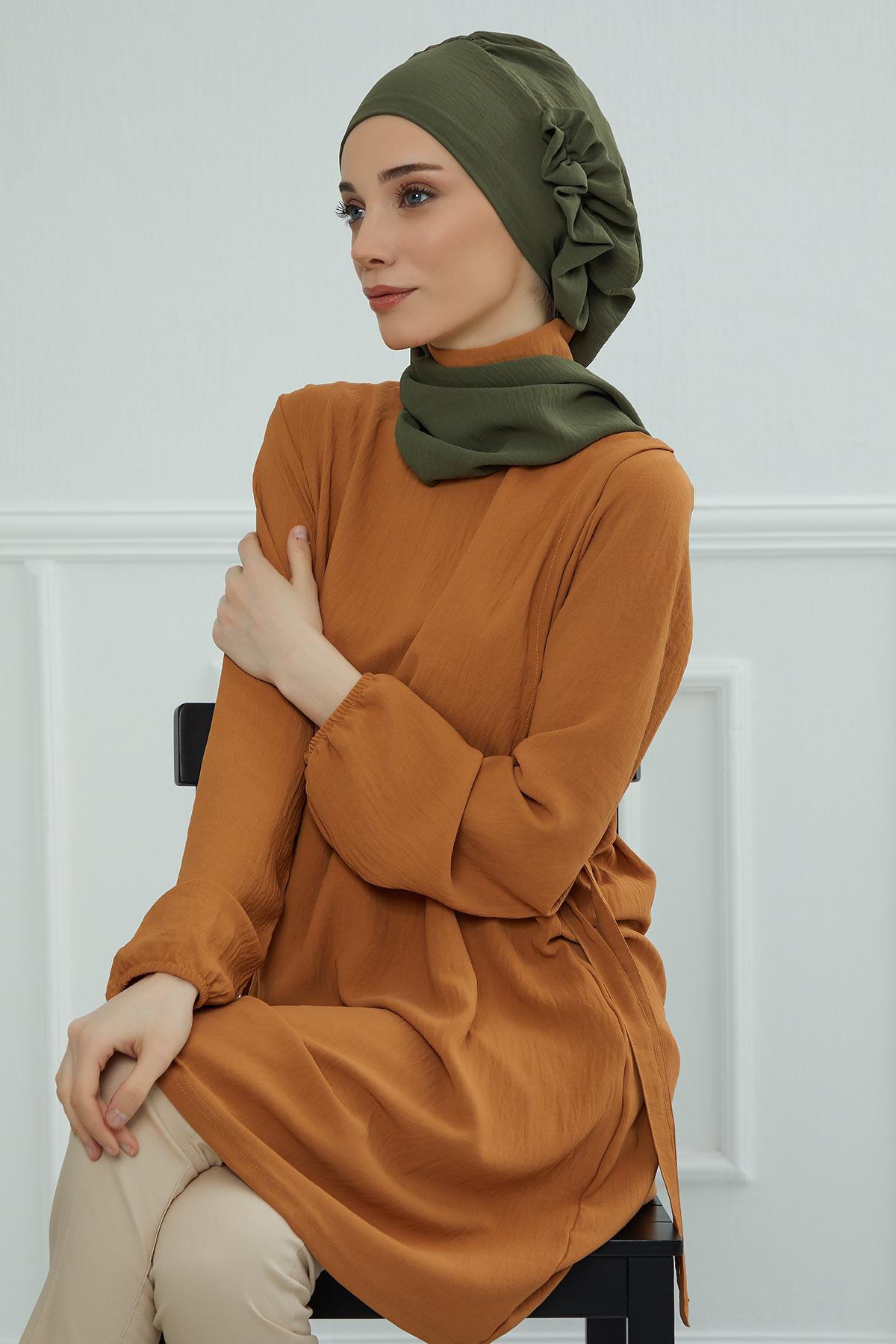Yandan Fırfırlı Hazır Türban,HT-73A