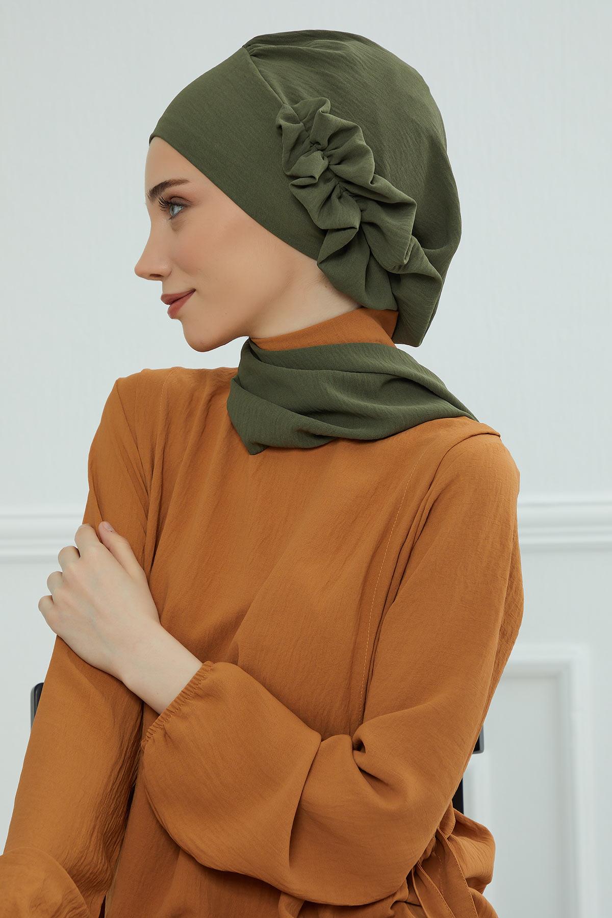 Yandan Fırfırlı Hazır Türban,HT-73A