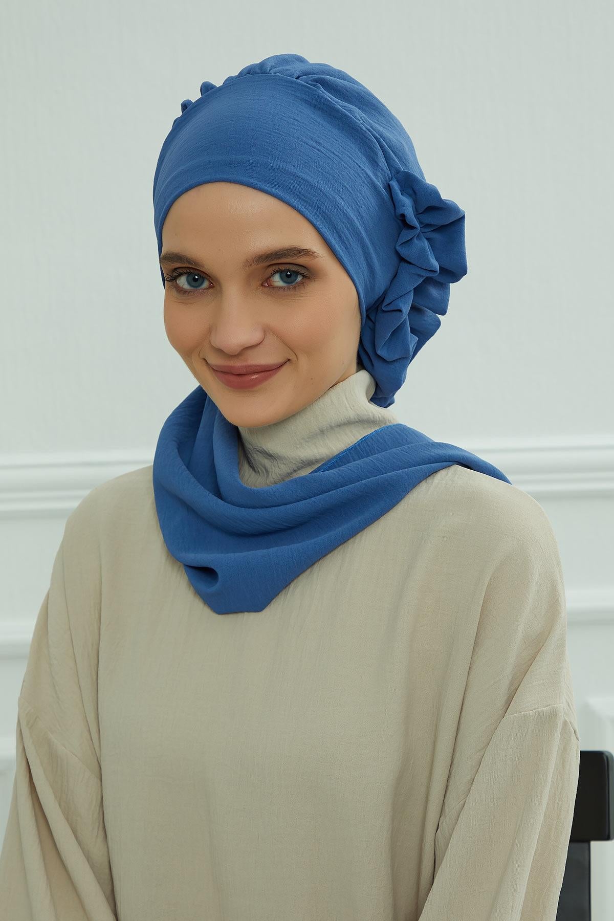 Yandan Fırfırlı Hazır Türban,HT-73A