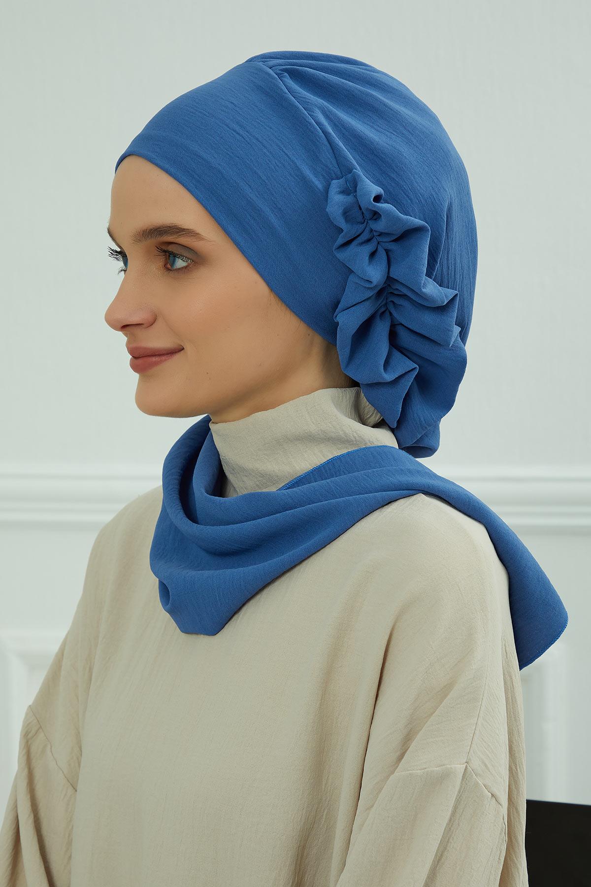 Yandan Fırfırlı Hazır Türban,HT-73A