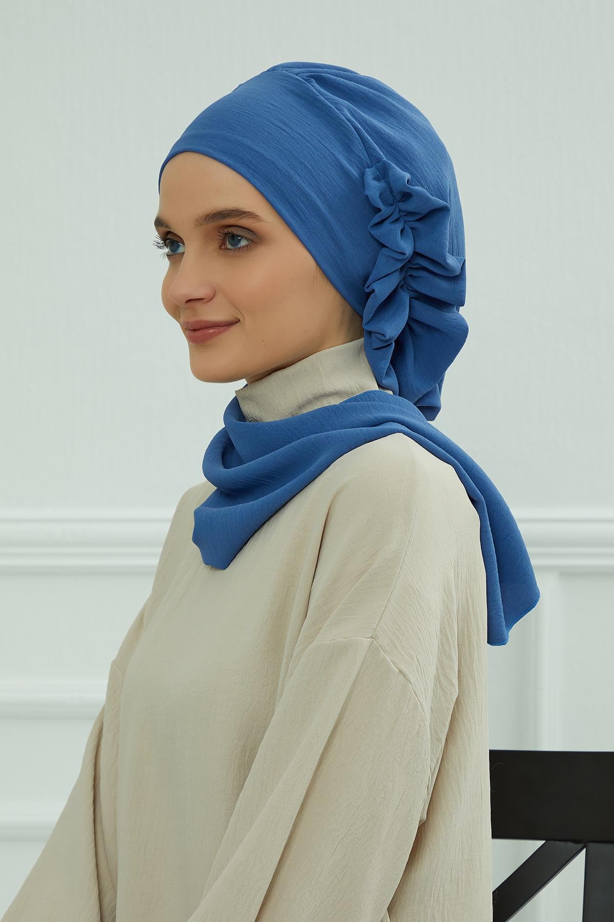Yandan Fırfırlı Hazır Türban,HT-73A