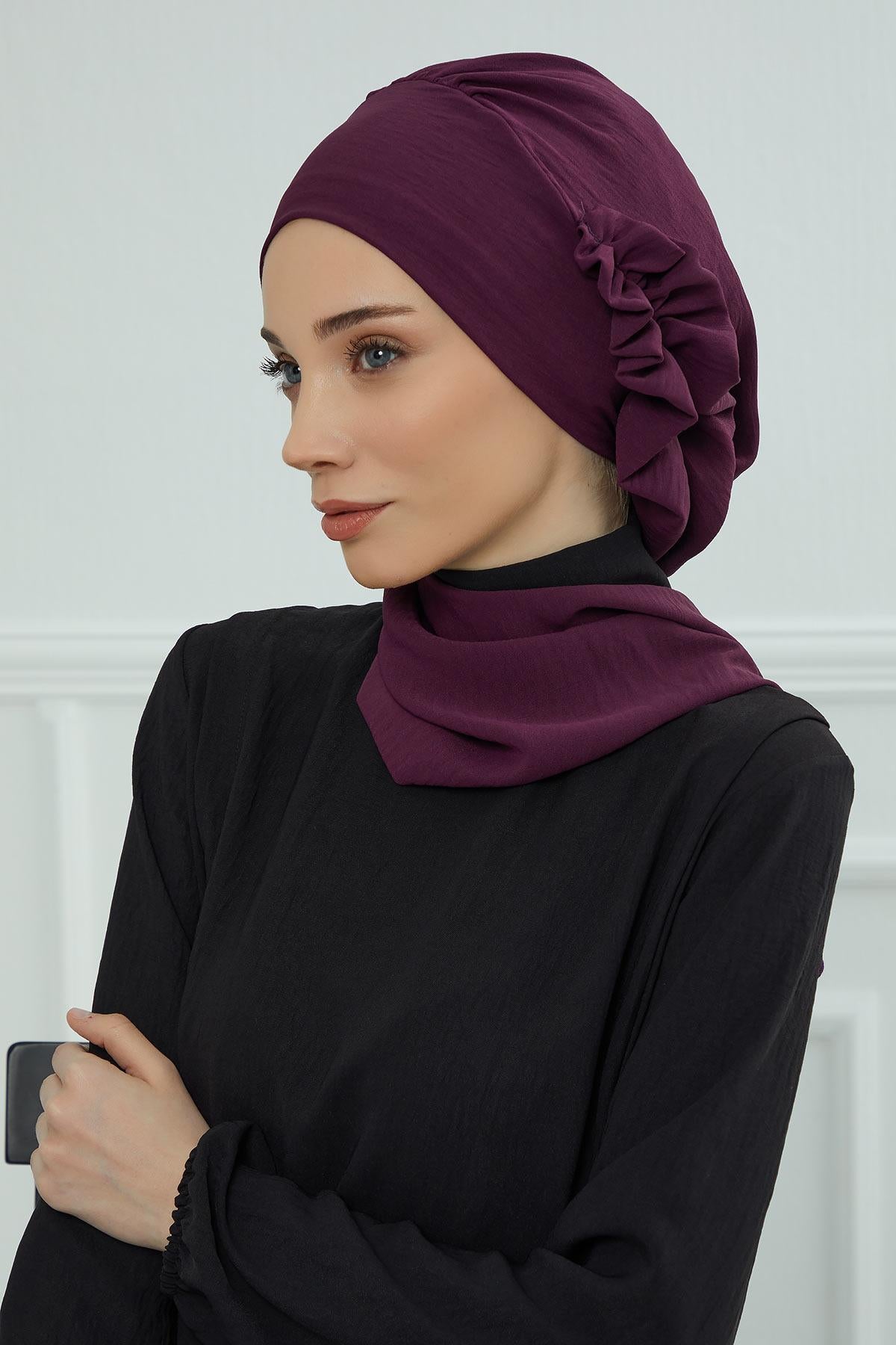 Yandan Fırfırlı Hazır Türban,HT-73A