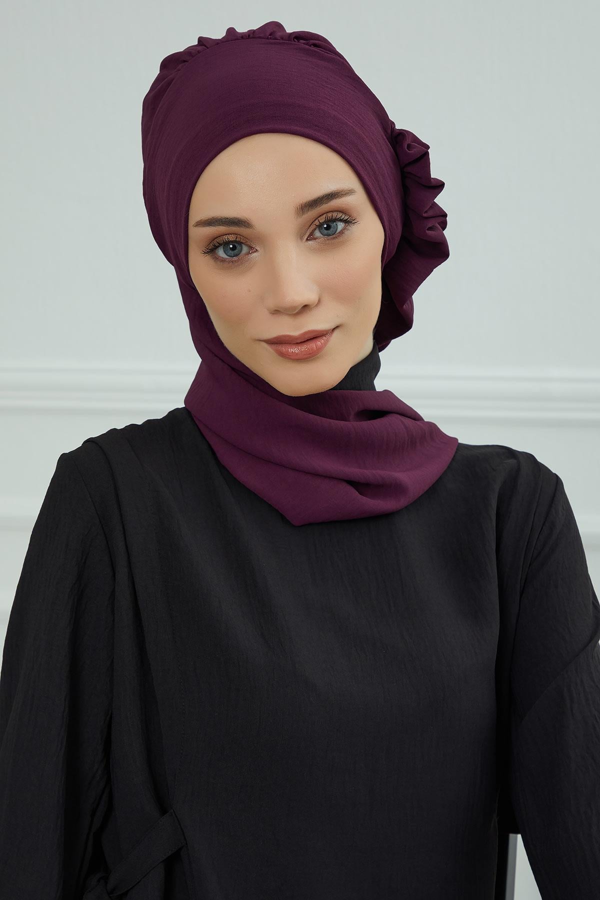 Yandan Fırfırlı Hazır Türban,HT-73A