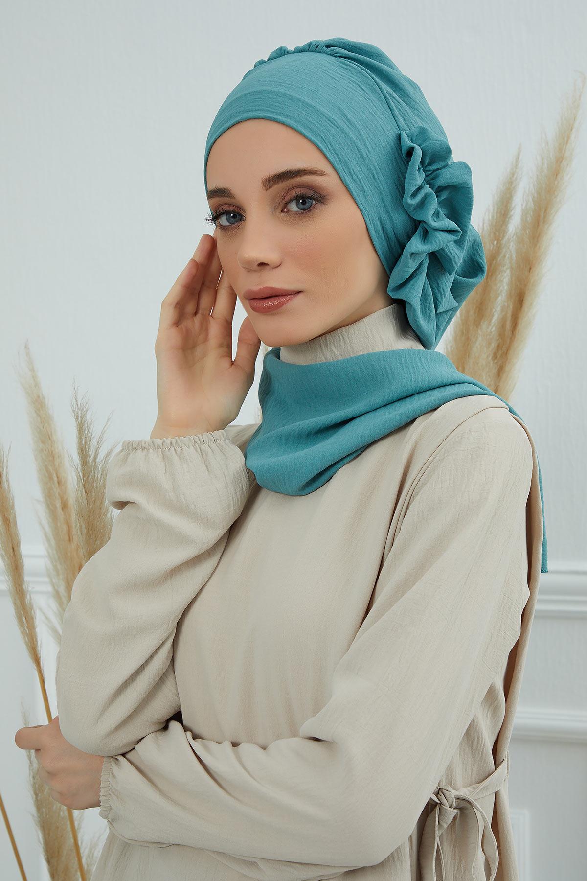 Yandan Fırfırlı Hazır Türban,HT-73A