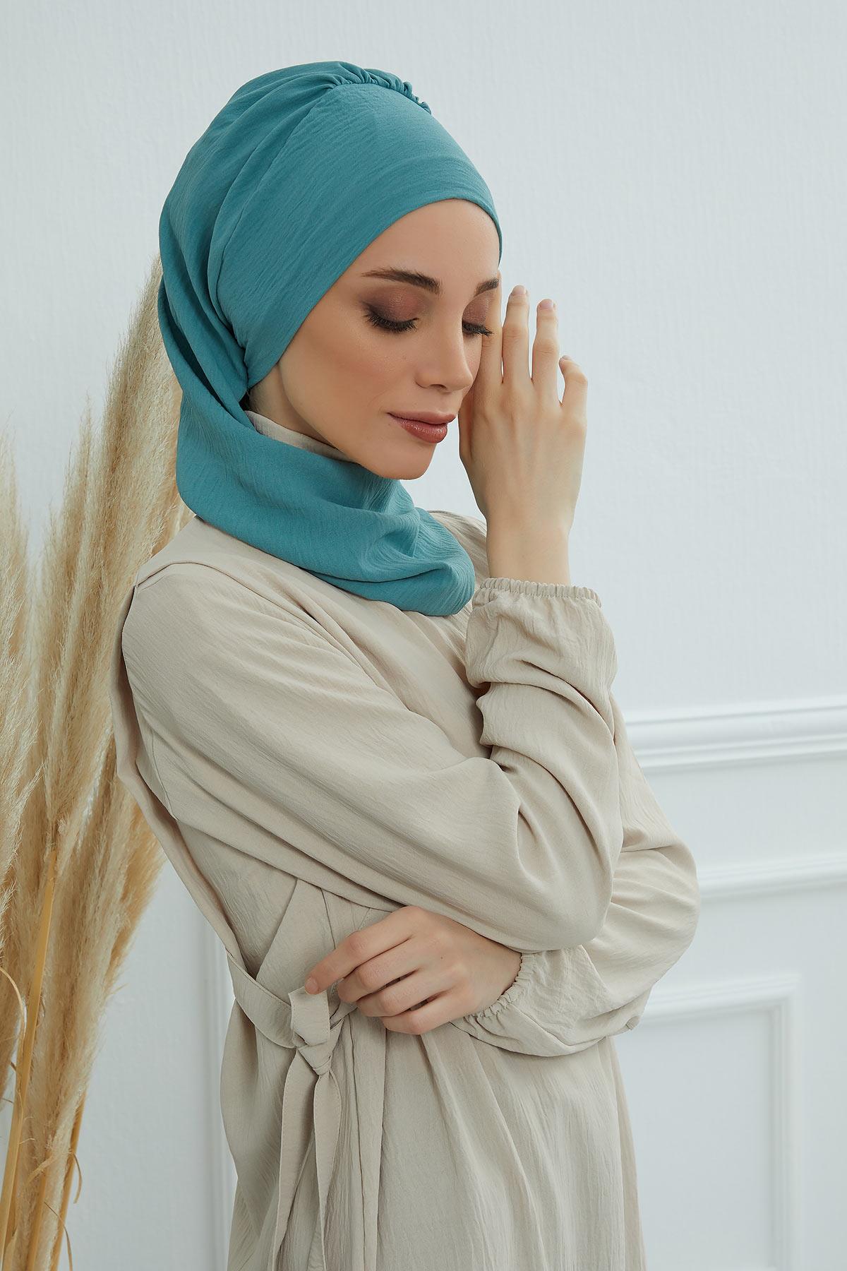 Yandan Fırfırlı Hazır Türban,HT-73A