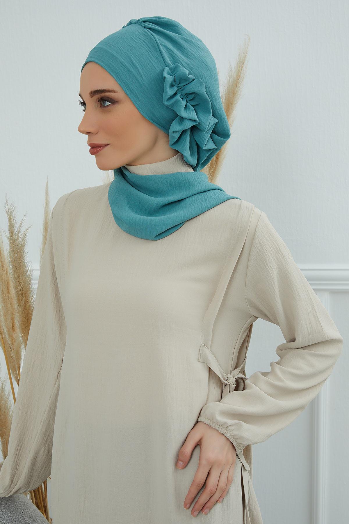 Yandan Fırfırlı Hazır Türban,HT-73A
