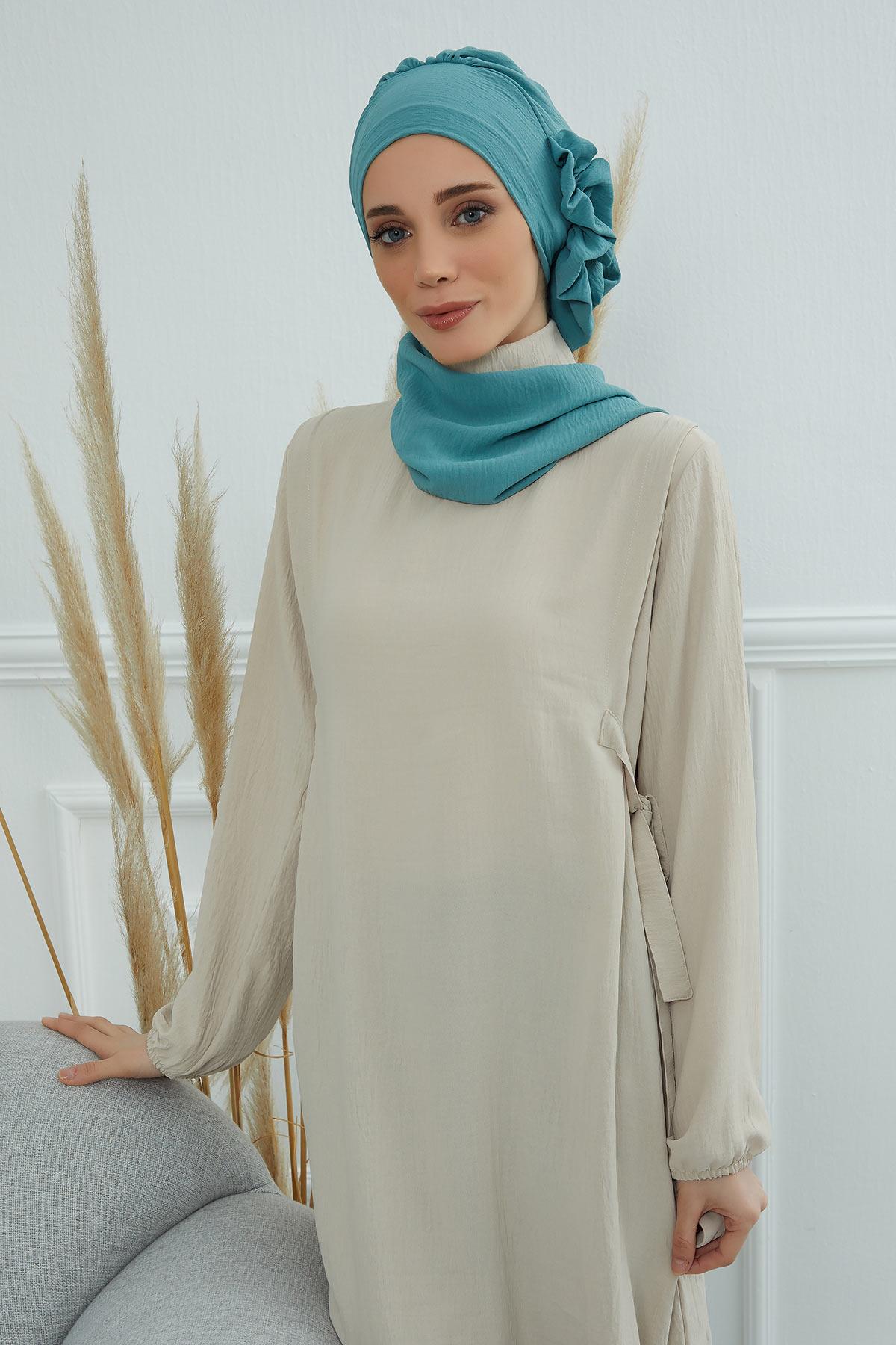 Yandan Fırfırlı Hazır Türban,HT-73A