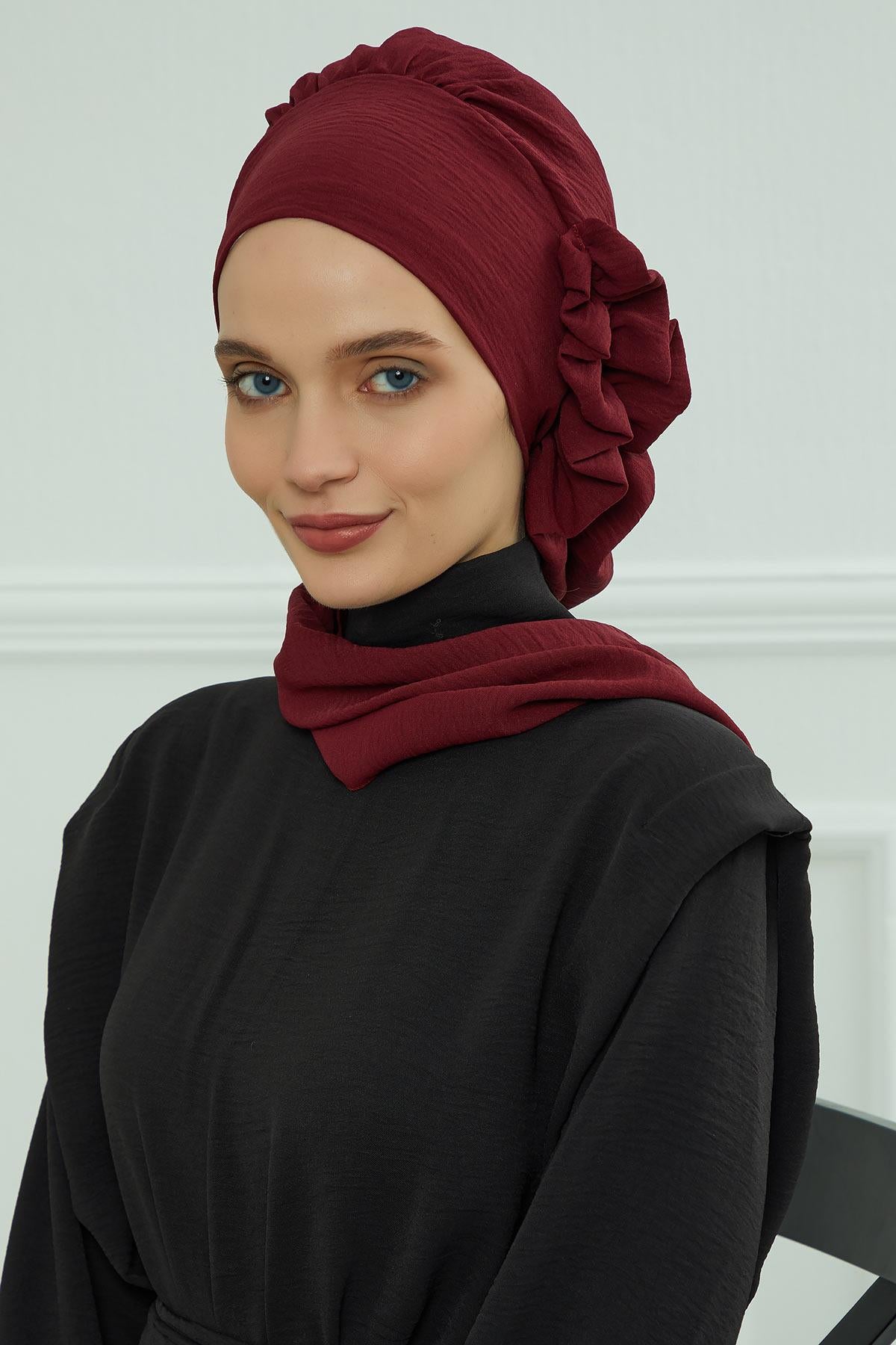 Yandan Fırfırlı Hazır Türban,HT-73A