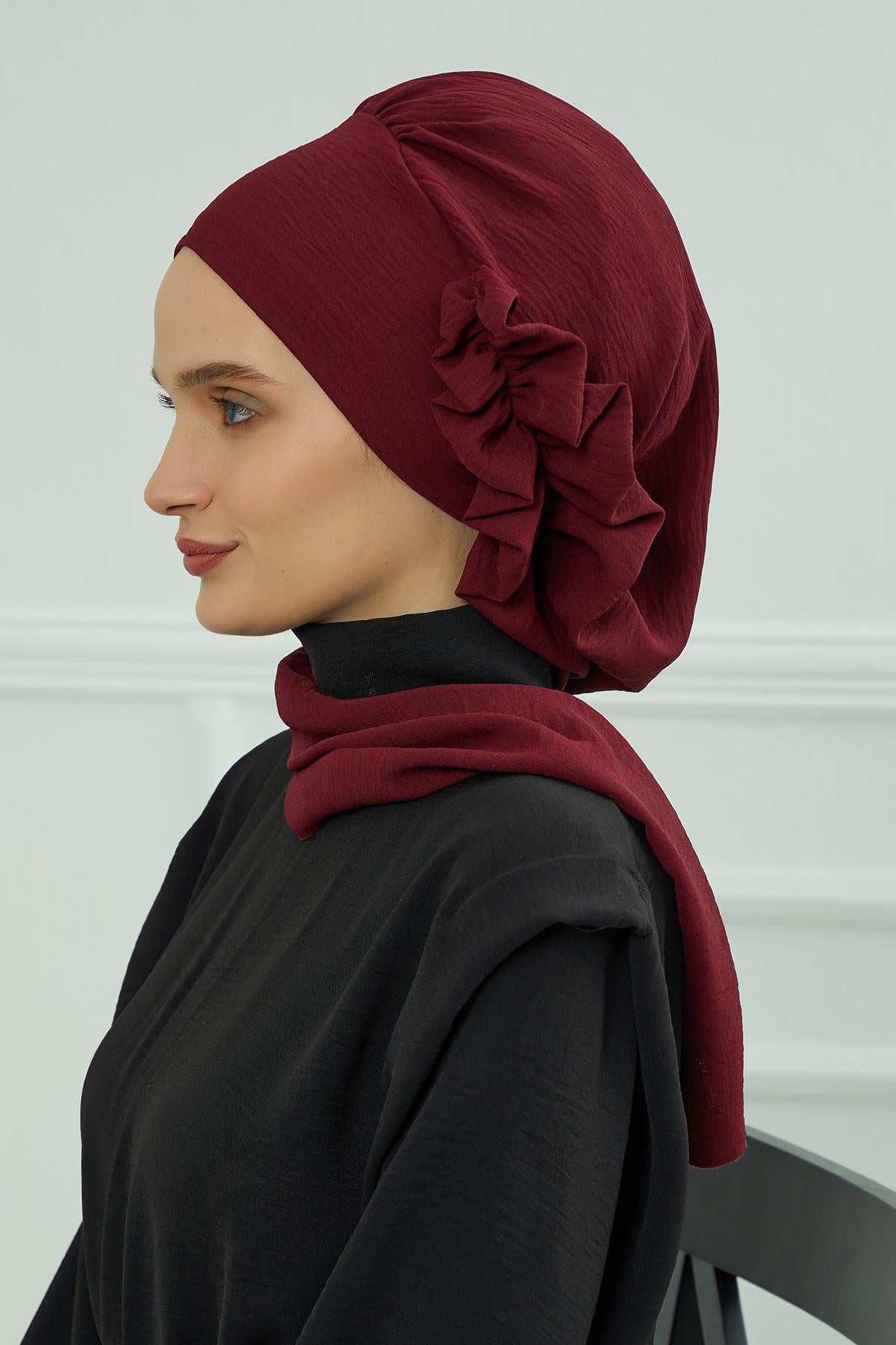 Yandan Fırfırlı Hazır Türban,HT-73A