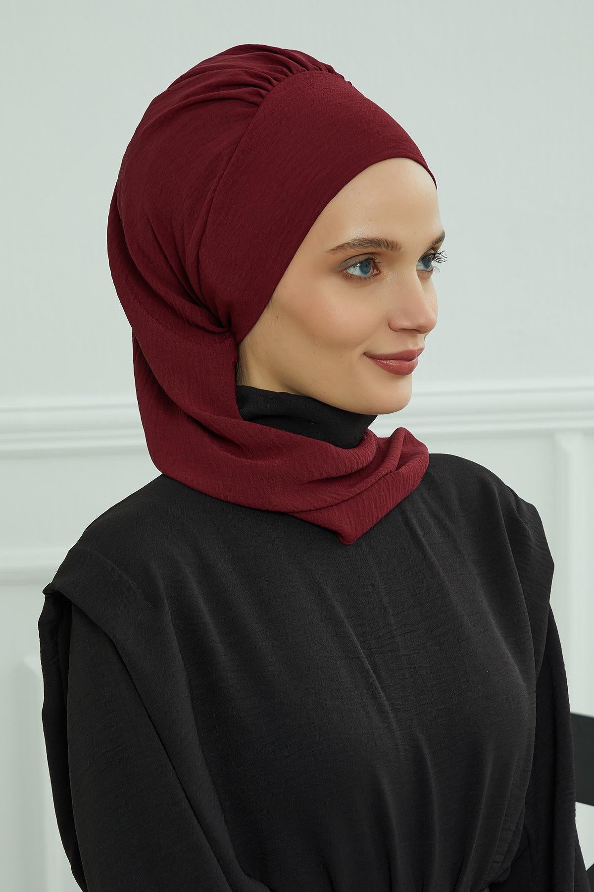 Yandan Fırfırlı Hazır Türban,HT-73A
