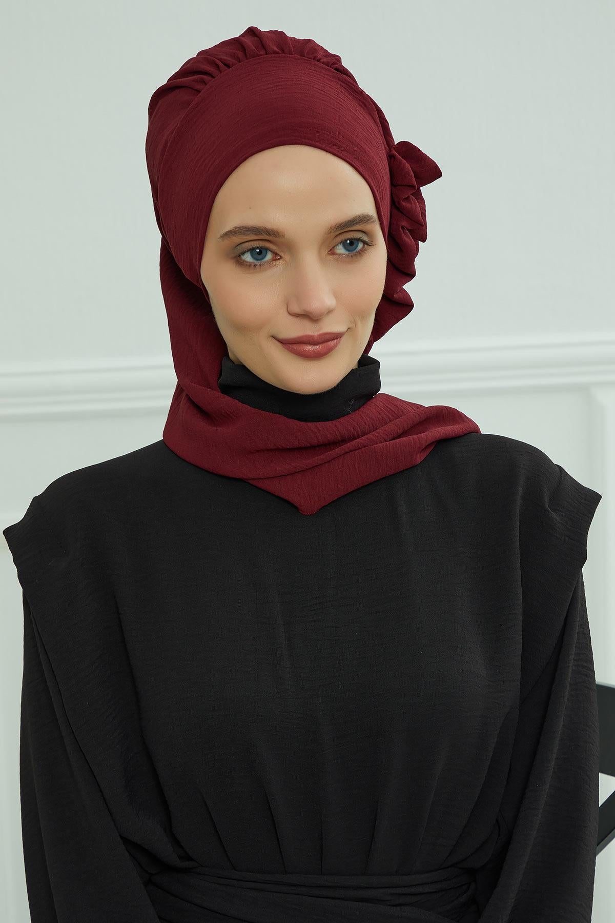 Yandan Fırfırlı Hazır Türban,HT-73A