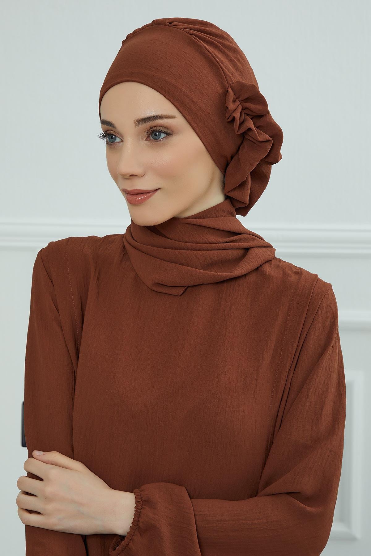 Yandan Fırfırlı Hazır Türban,HT-73A