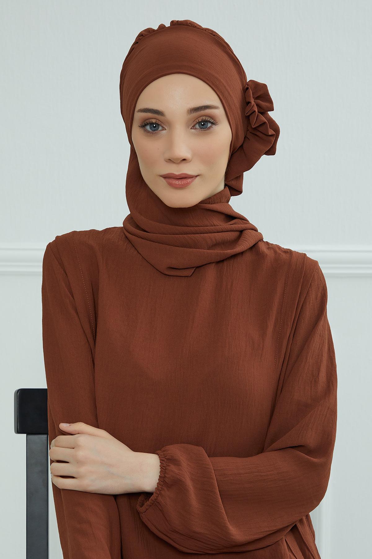 Yandan Fırfırlı Hazır Türban,HT-73A