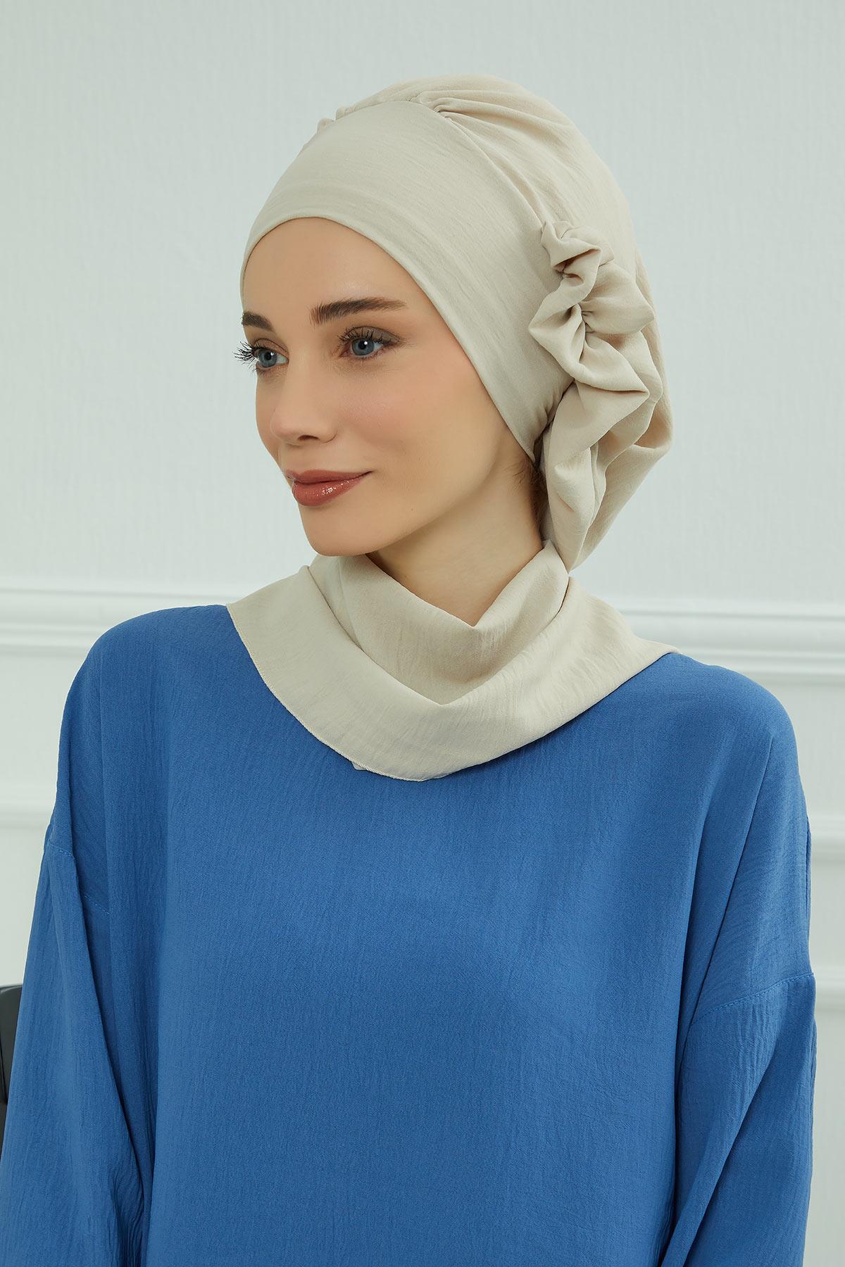 Yandan Fırfırlı Hazır Türban,HT-73A