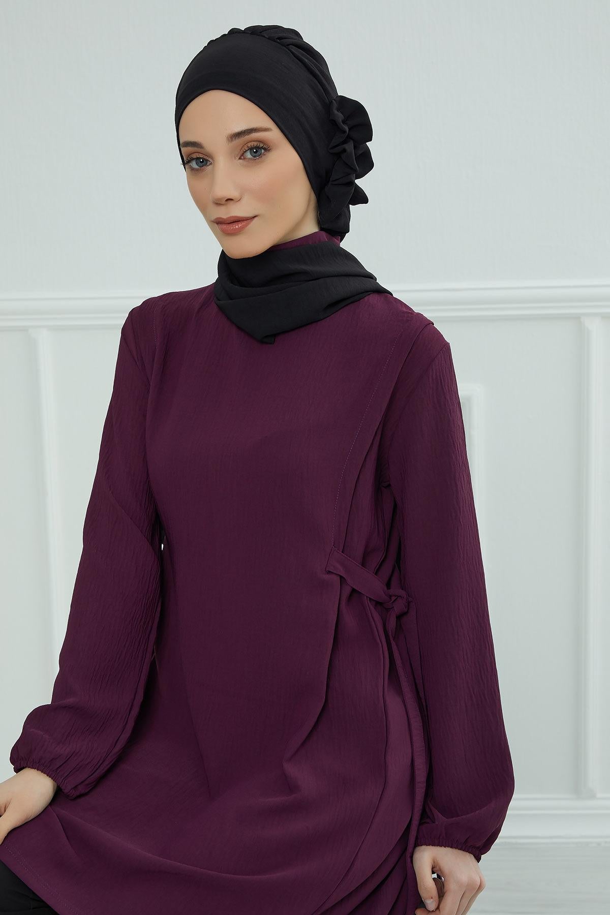 Yandan Fırfırlı Hazır Türban,HT-73A