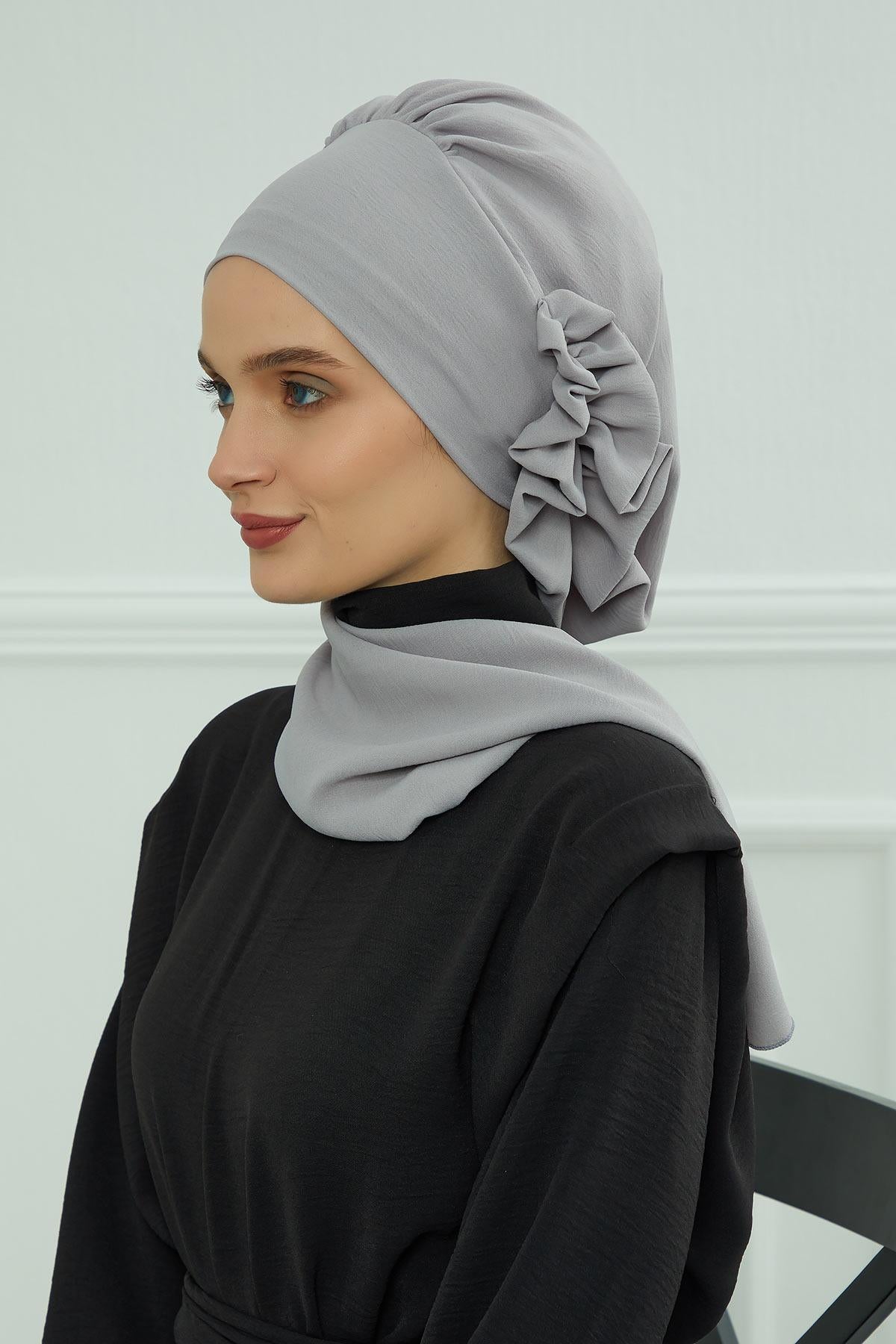 Yandan Fırfırlı Hazır Türban,HT-73A