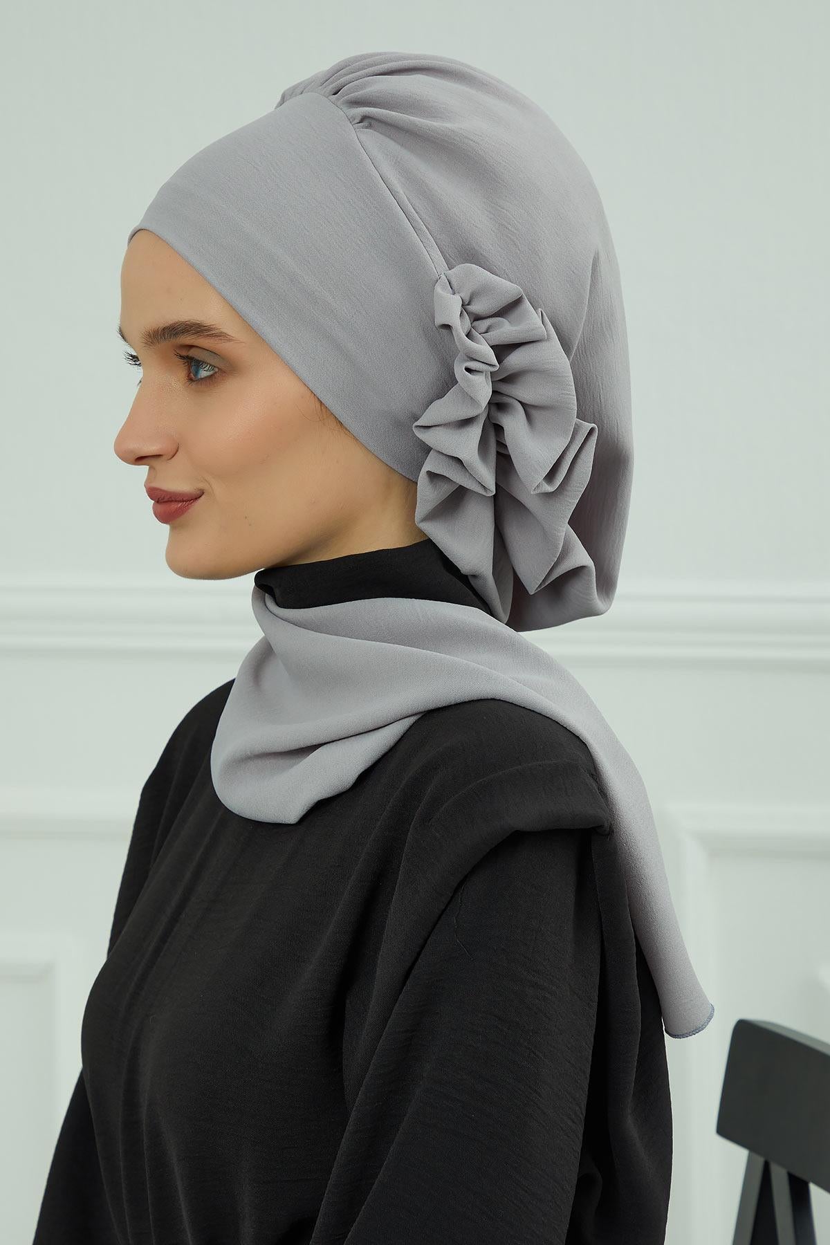 Yandan Fırfırlı Hazır Türban,HT-73A