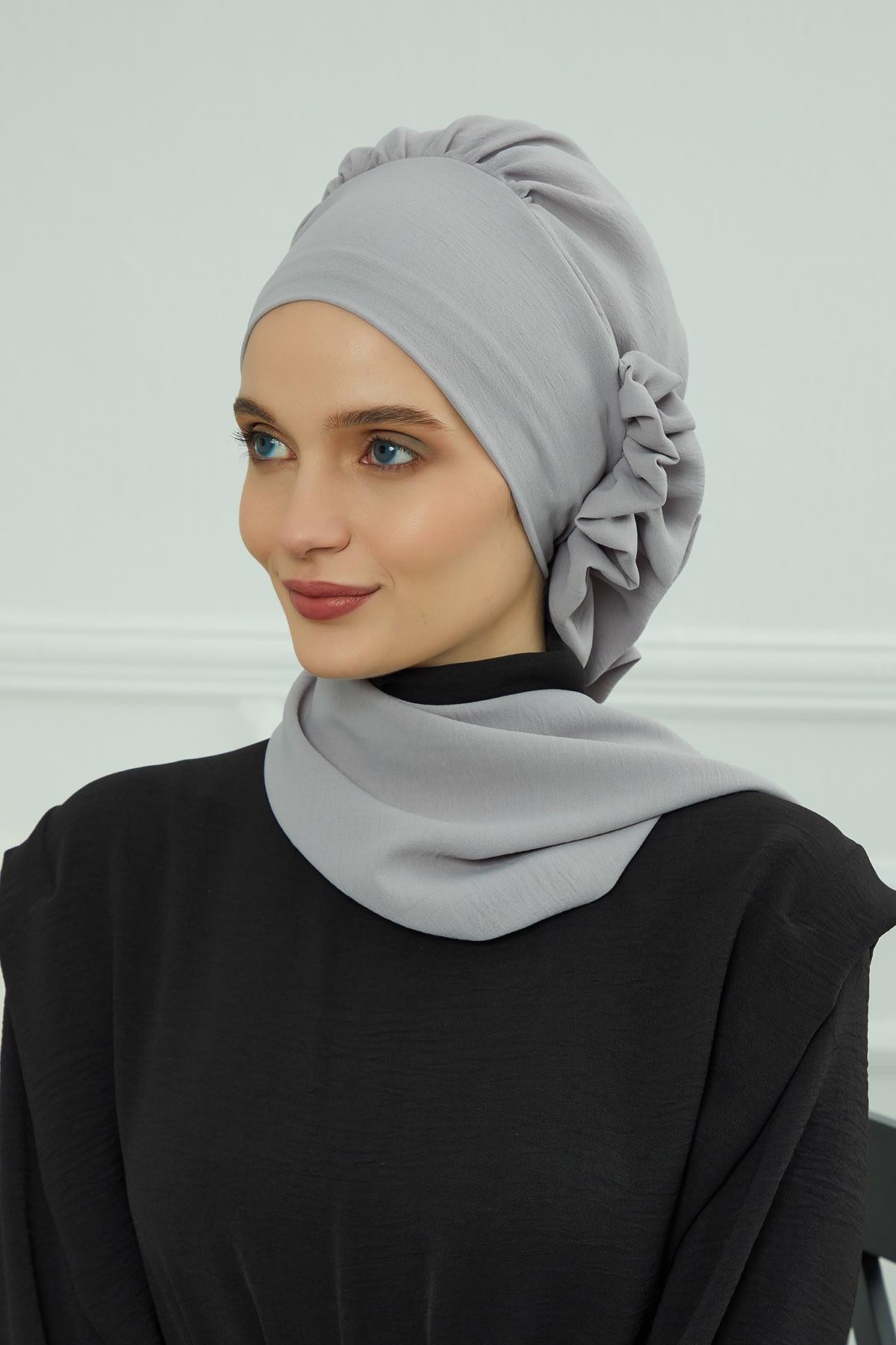 Yandan Fırfırlı Hazır Türban,HT-73A