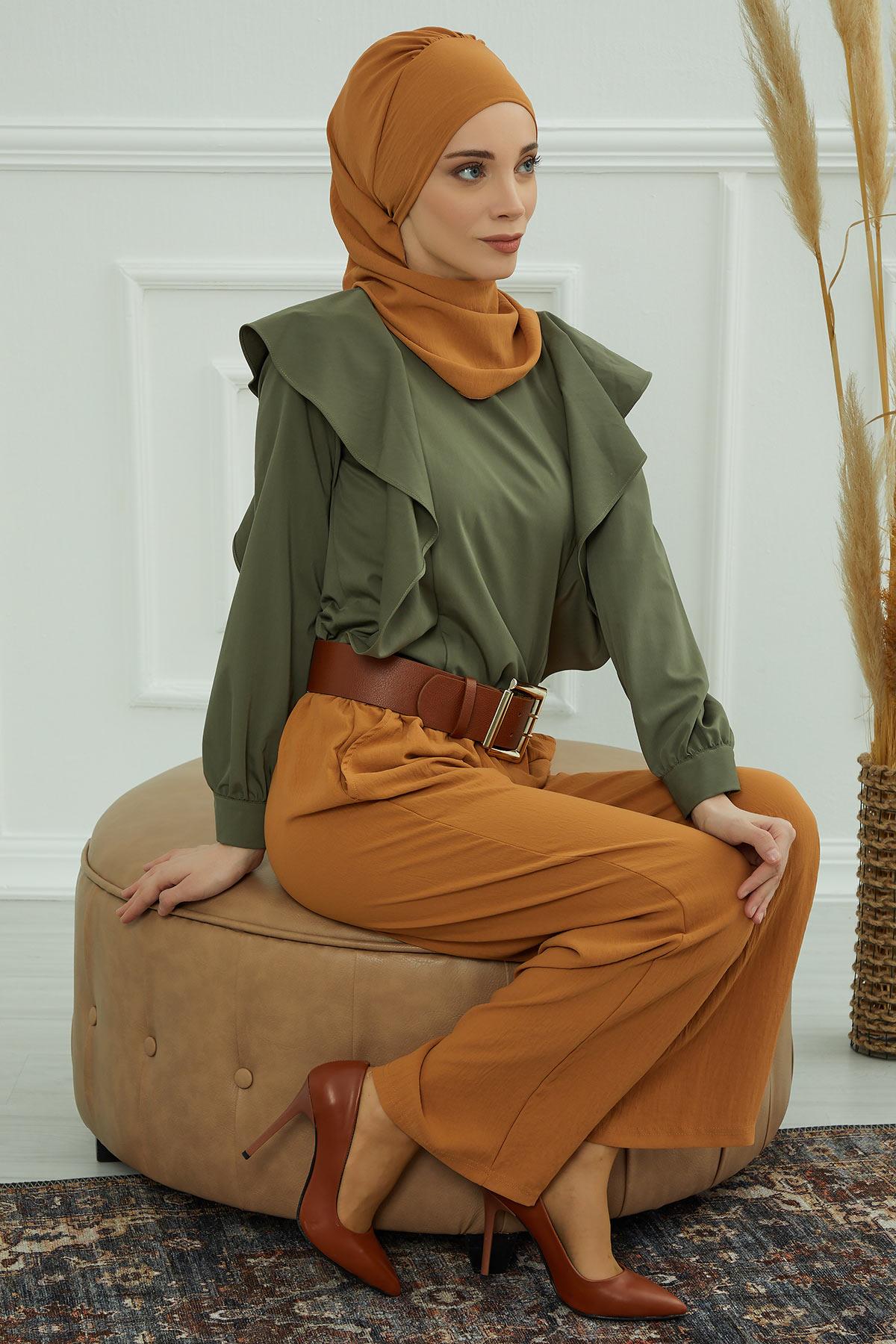 Yandan Fırfırlı Hazır Türban,HT-73A