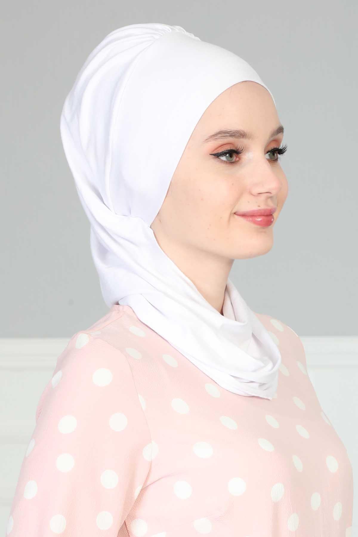 Yandan Fırfırlı Penye Hazır Türban,HT-73