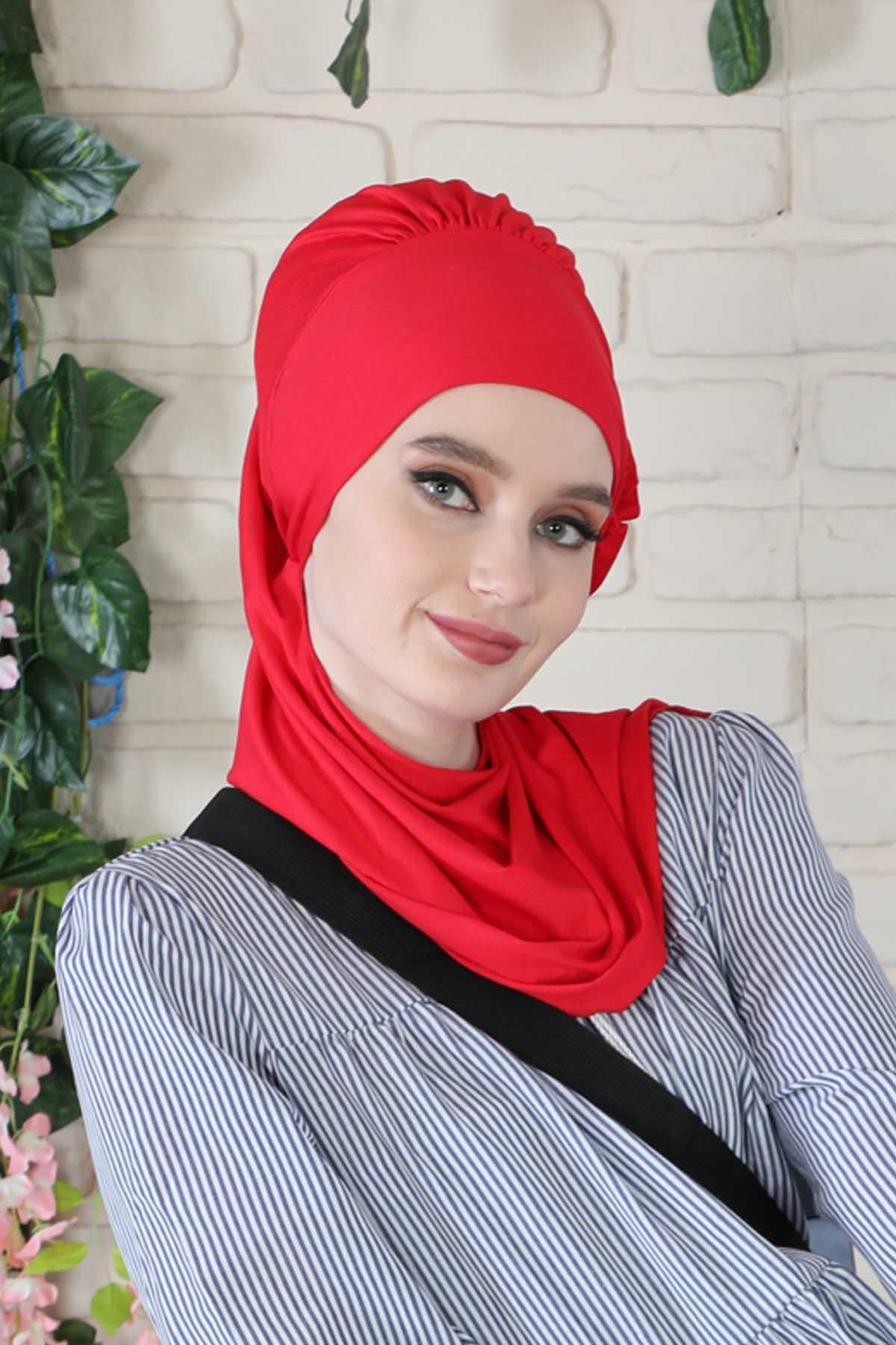 Yandan Fırfırlı Penye Hazır Türban,HT-73