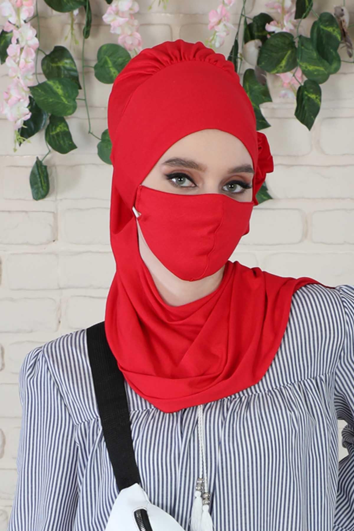 Yandan Fırfırlı Penye Hazır Türban,HT-73