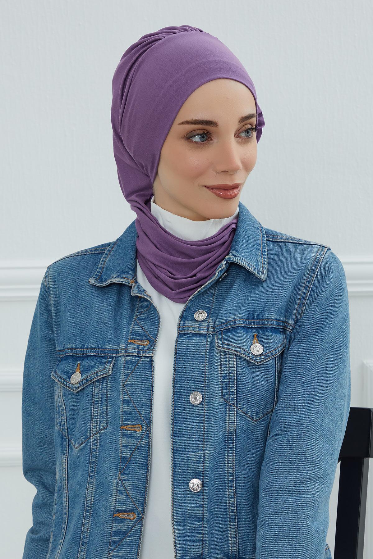 Yandan Fırfırlı Penye Hazır Türban,HT-73
