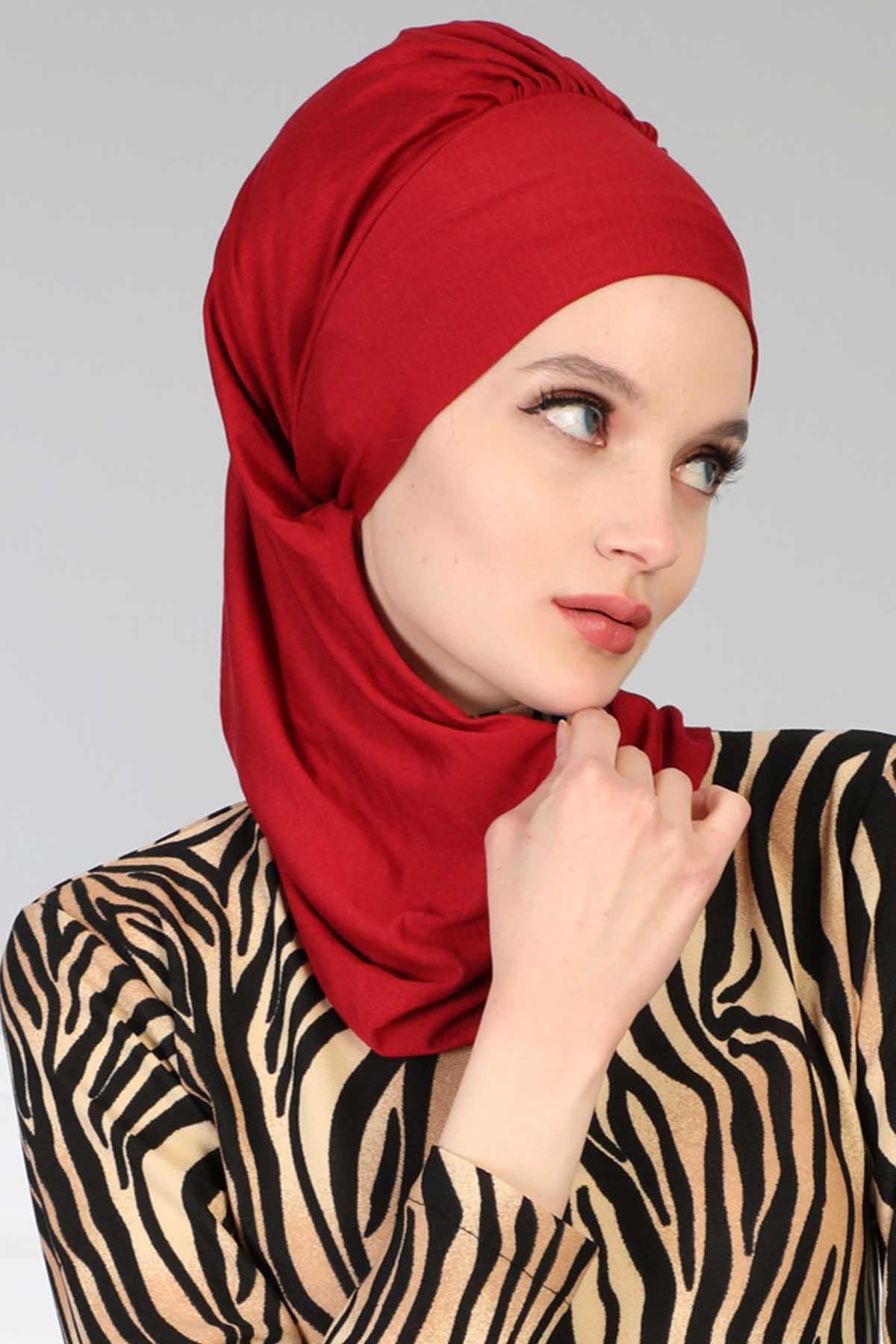 Yandan Fırfırlı Penye Hazır Türban,HT-73