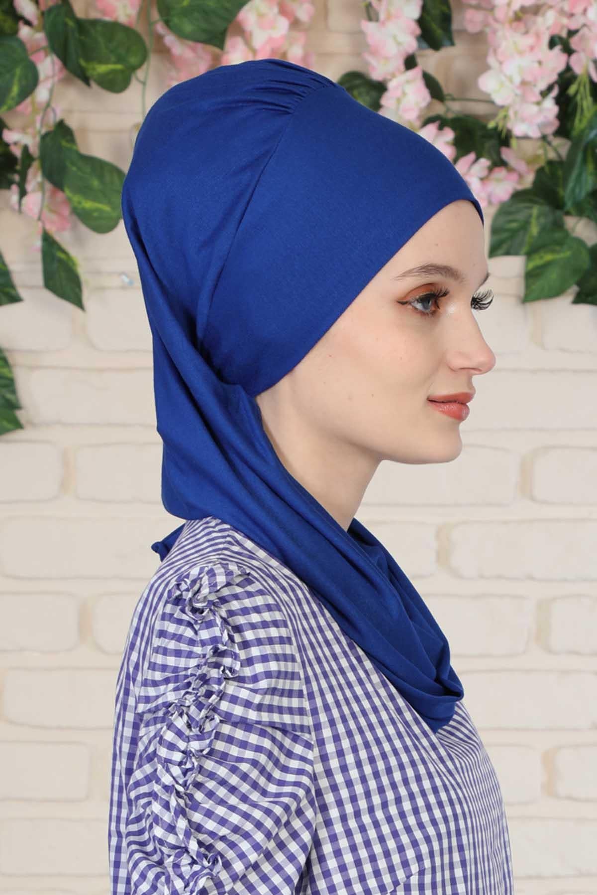 Yandan Fırfırlı Penye Hazır Türban,HT-73