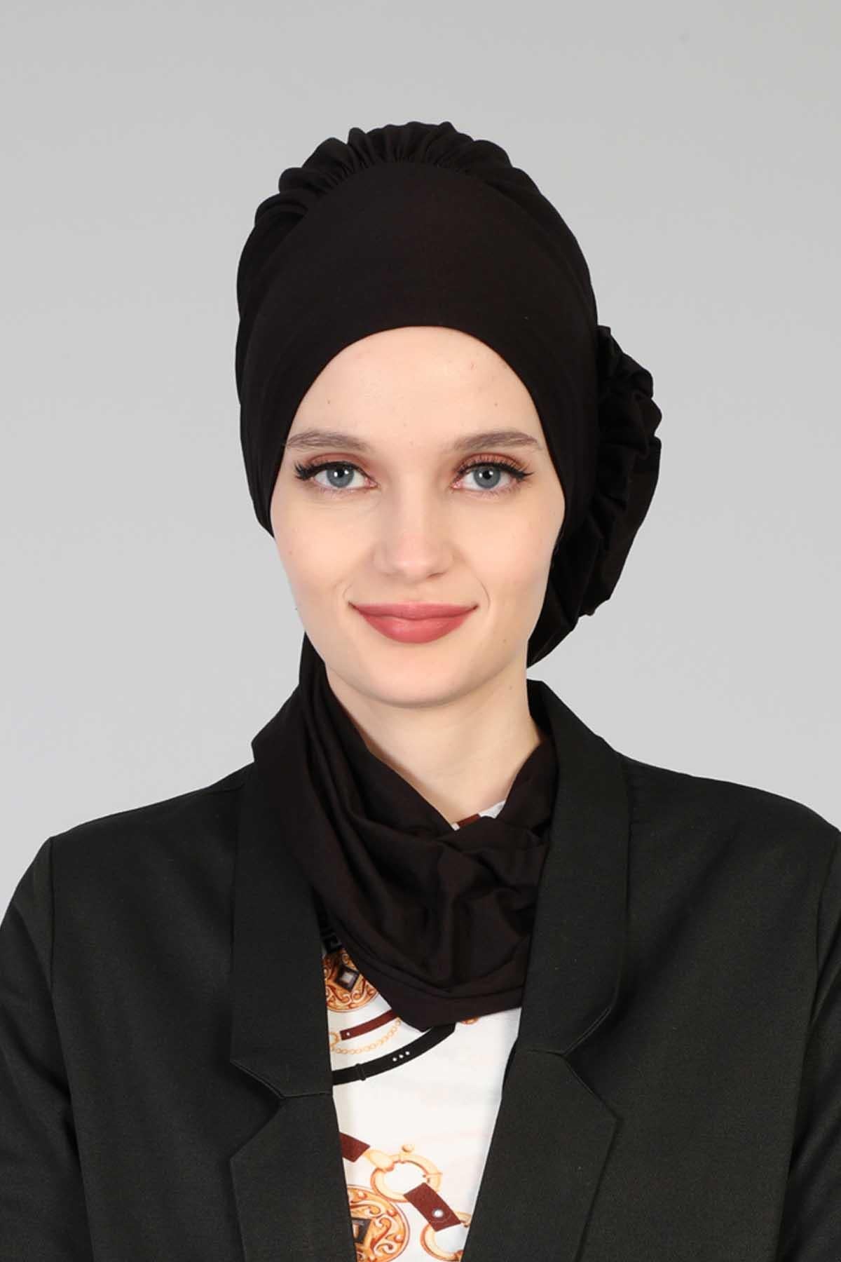 Yandan Fırfırlı Penye Hazır Türban,HT-73