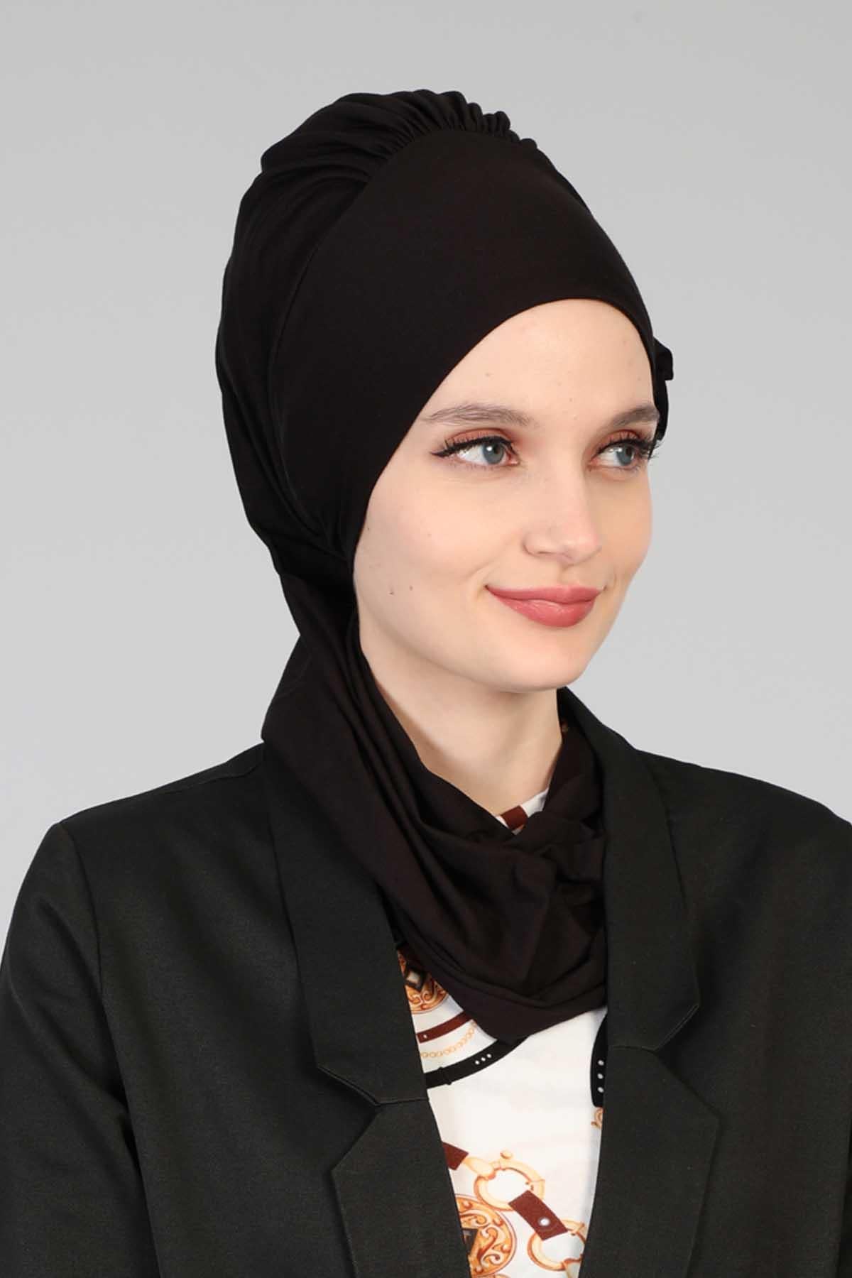 Yandan Fırfırlı Penye Hazır Türban,HT-73