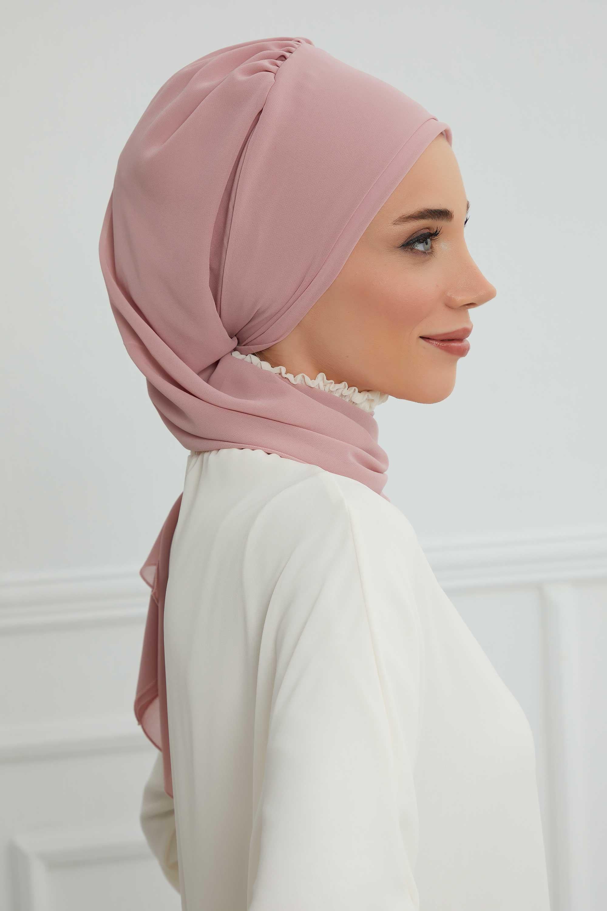 Yandan Taş Çiçek Aksesuarlı Şifon Hazır Türban,HT-104,HT-104