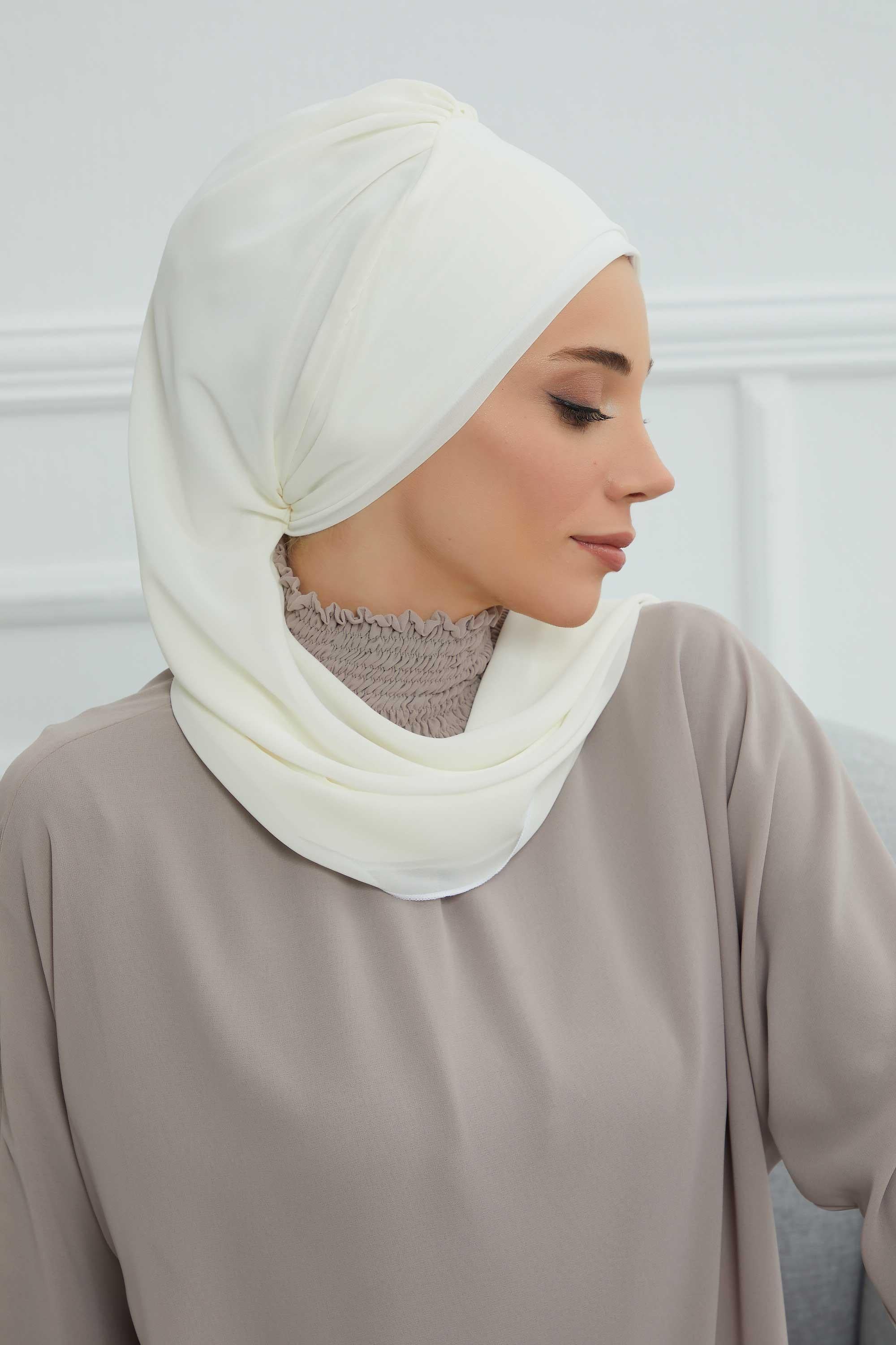 Yandan Taş Çiçek Aksesuarlı Şifon Hazır Türban,HT-104,HT-104